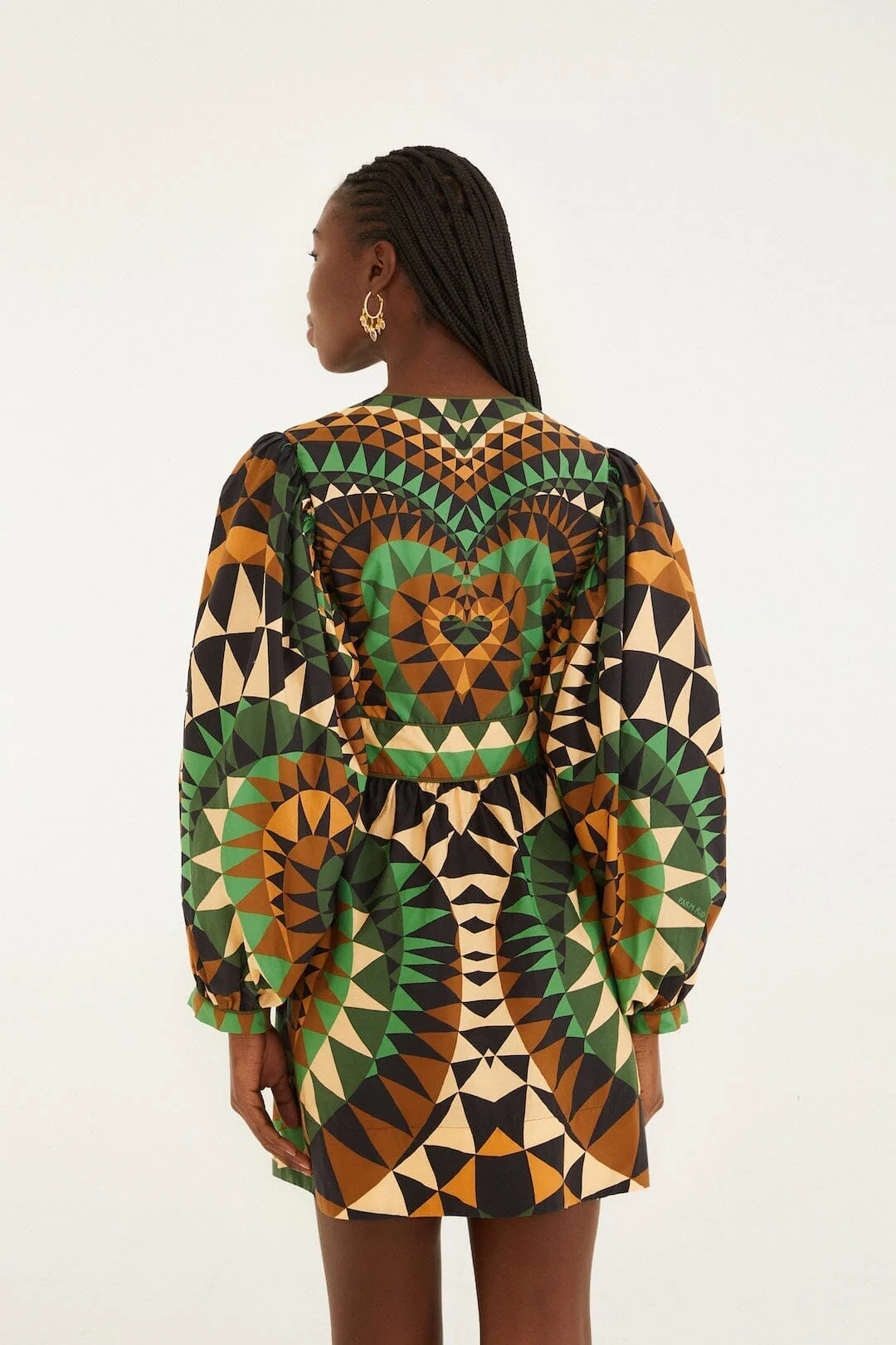 Green Heart Deco Puff Sleeve  Mini Dress - Image 3