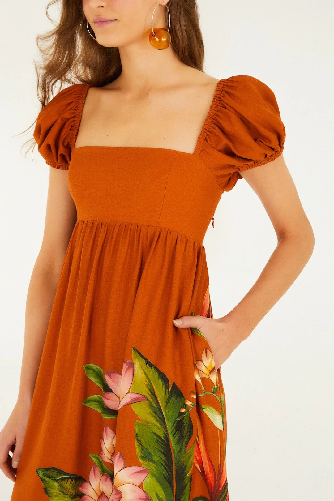 Brown Hilo Arrangment Midi Dress - Image 3