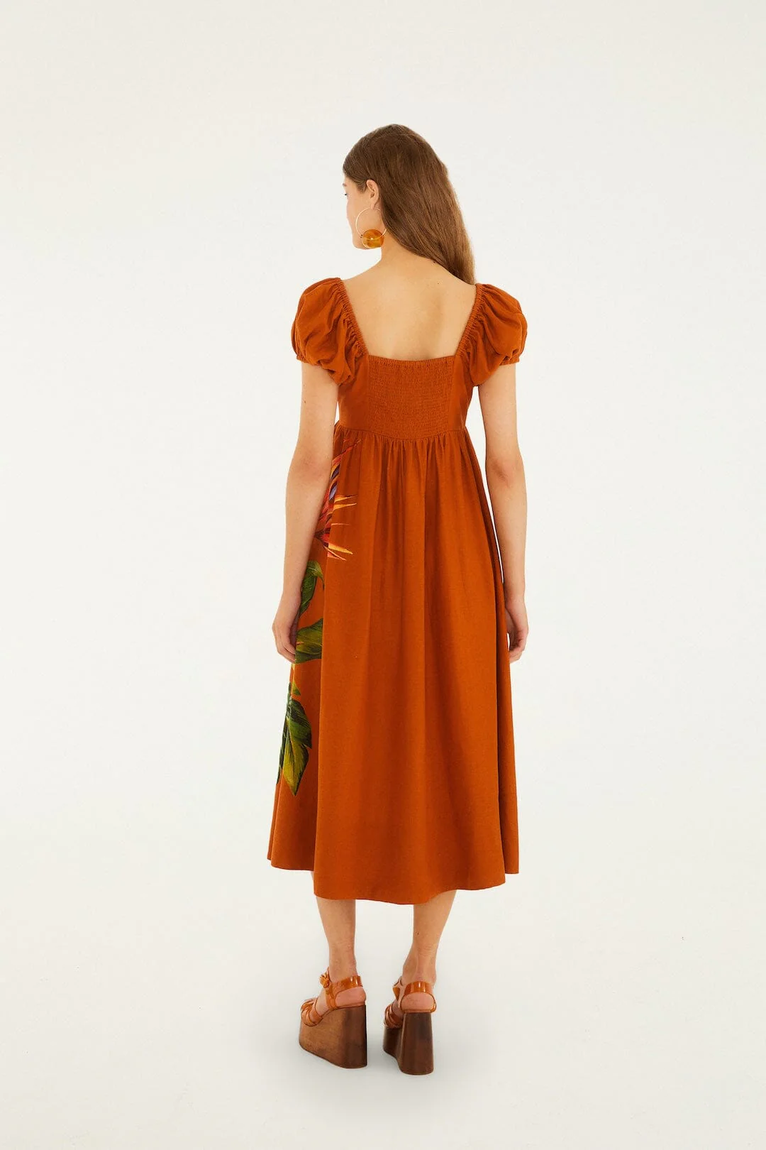 Brown Hilo Arrangment Midi Dress - Image 4