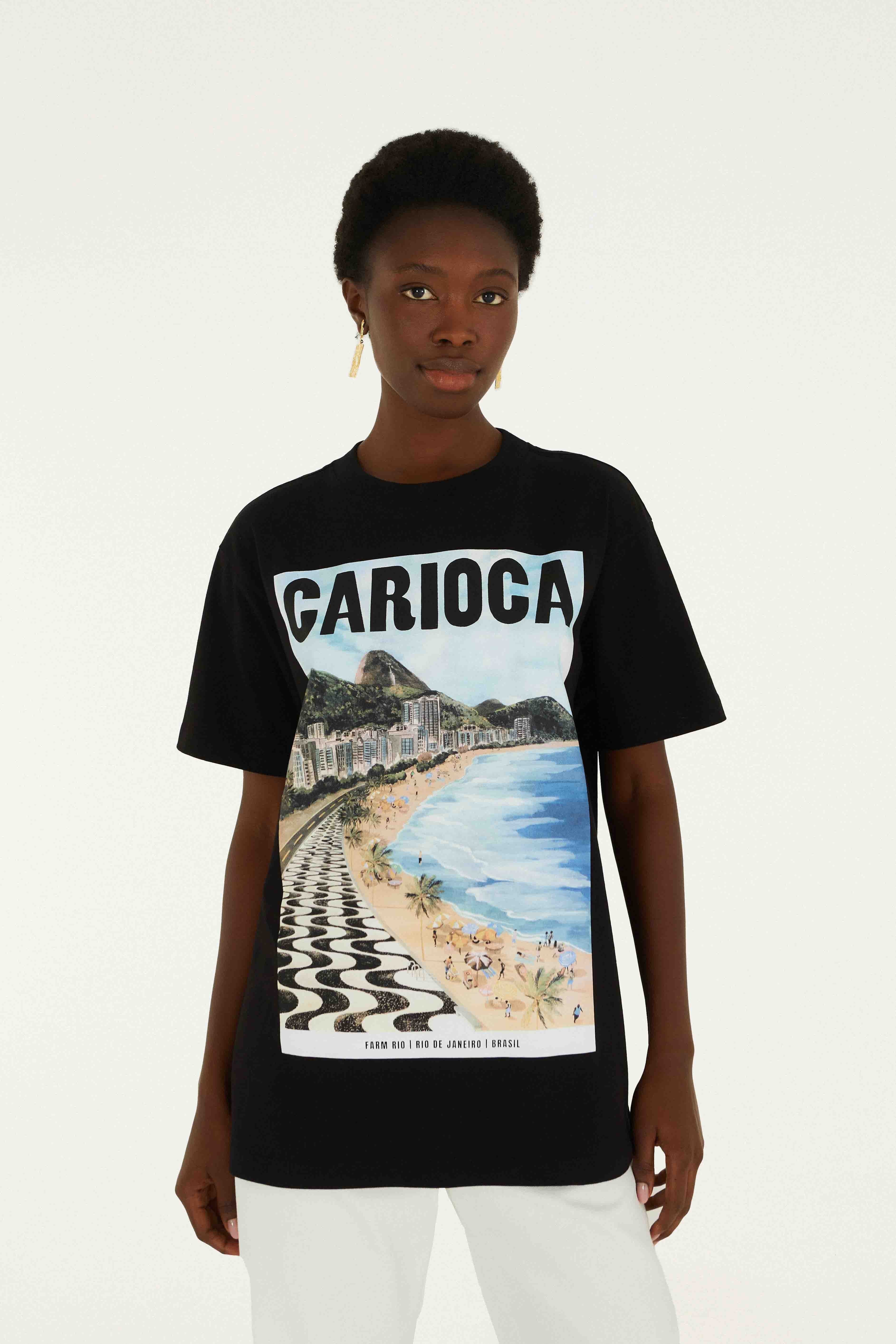Black Landscape Carioca  Relaxed T-Shirt - Image 4