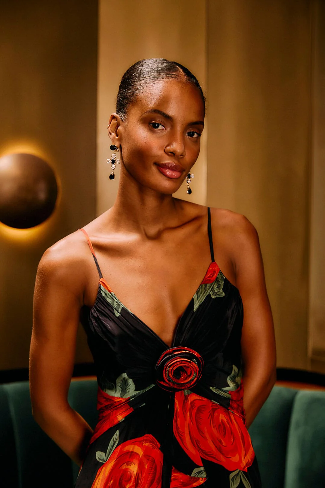 Black Latin Roses 3d Flower Layered Maxi Dress - Image 2