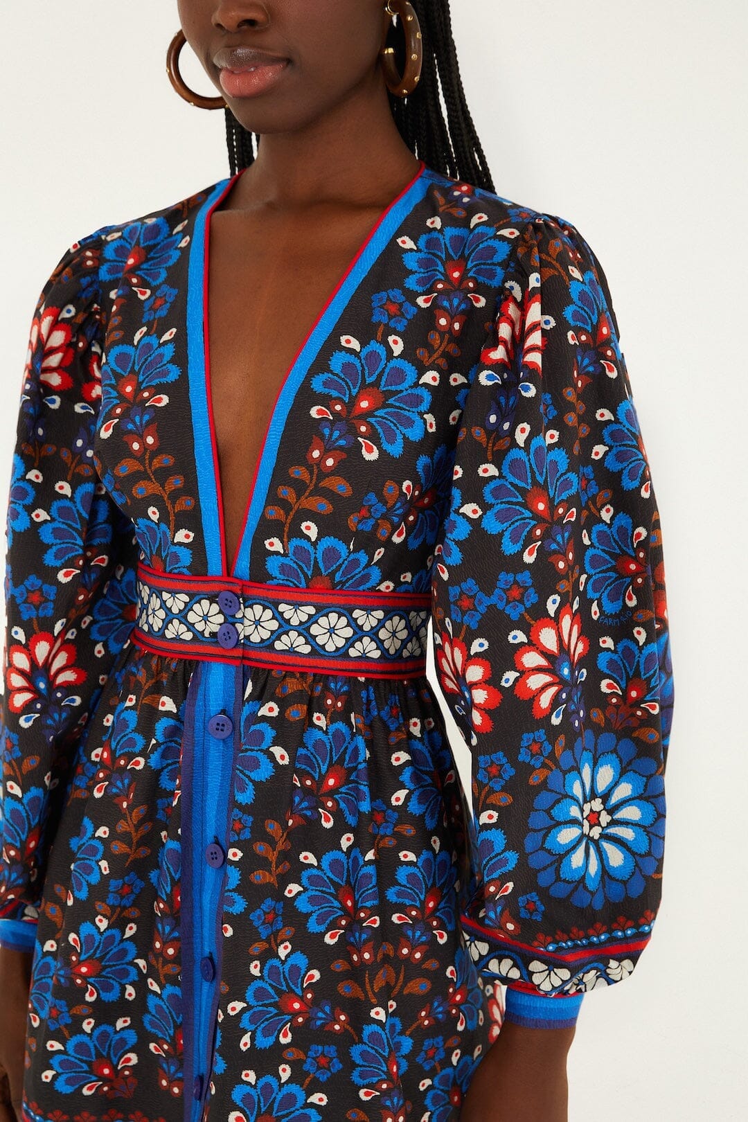 Black Latina Scarf Puff Sleeve  Mini Dress - Image 2