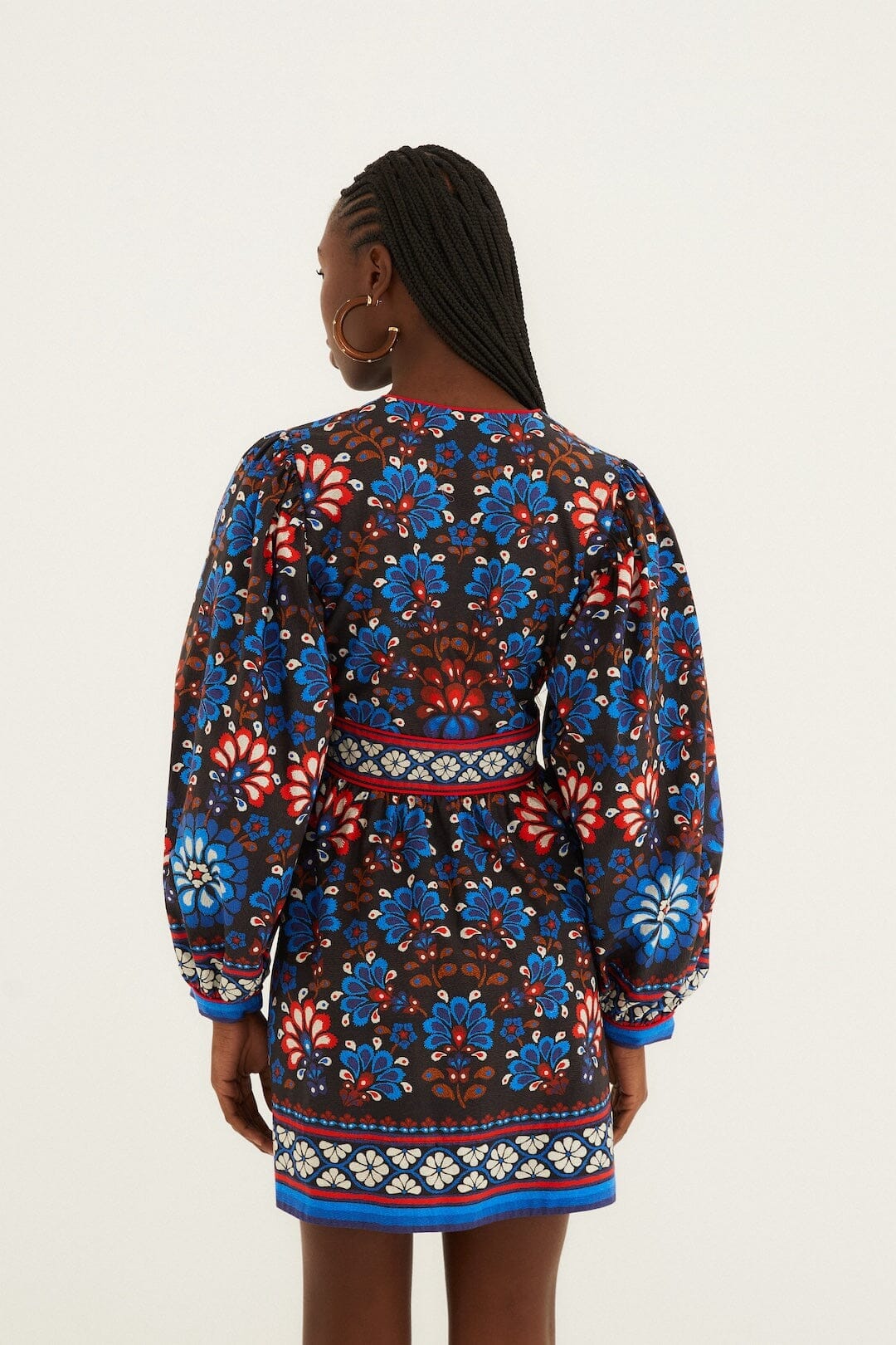 Black Latina Scarf Puff Sleeve  Mini Dress - Image 3
