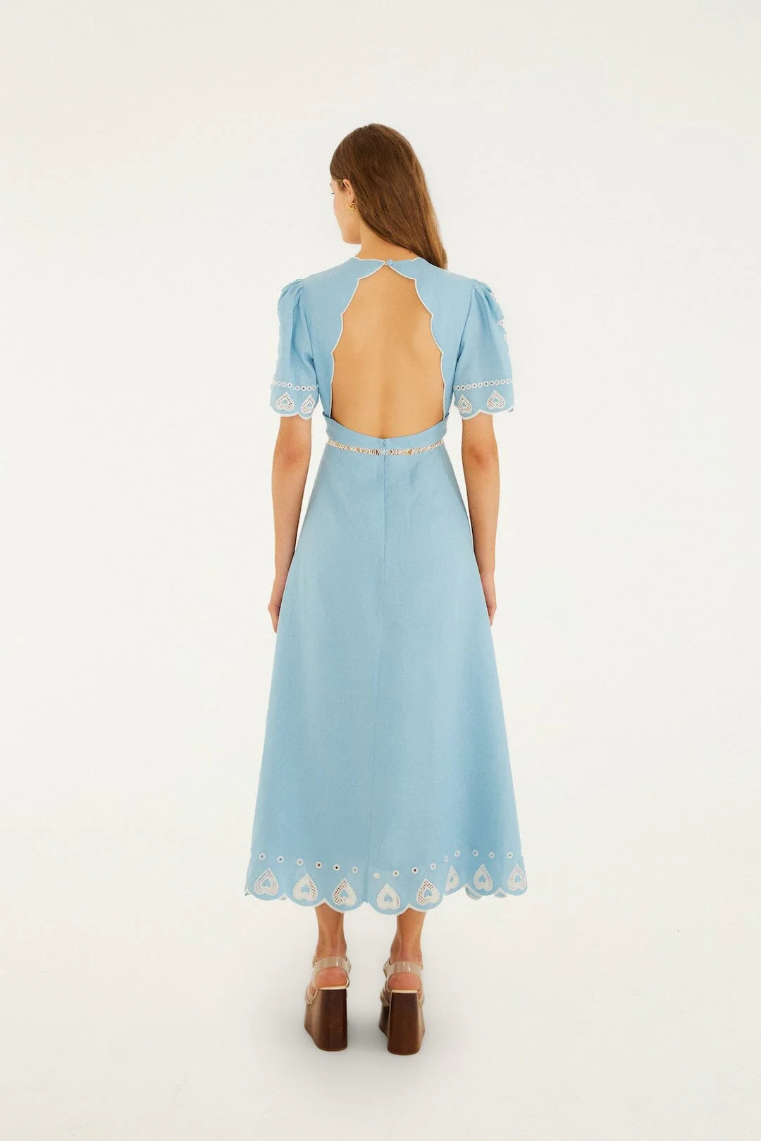 Light Blue Embroiderede Midi Dress - Image 3