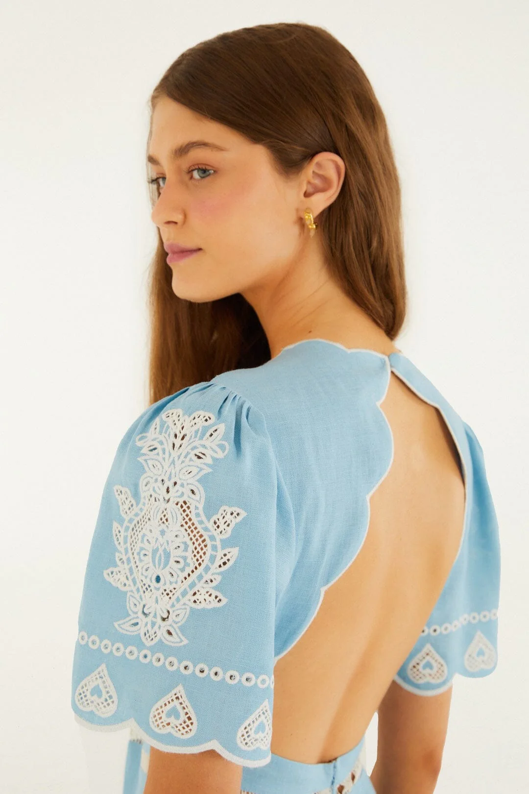 Light Blue Embroiderede Midi Dress - Image 4