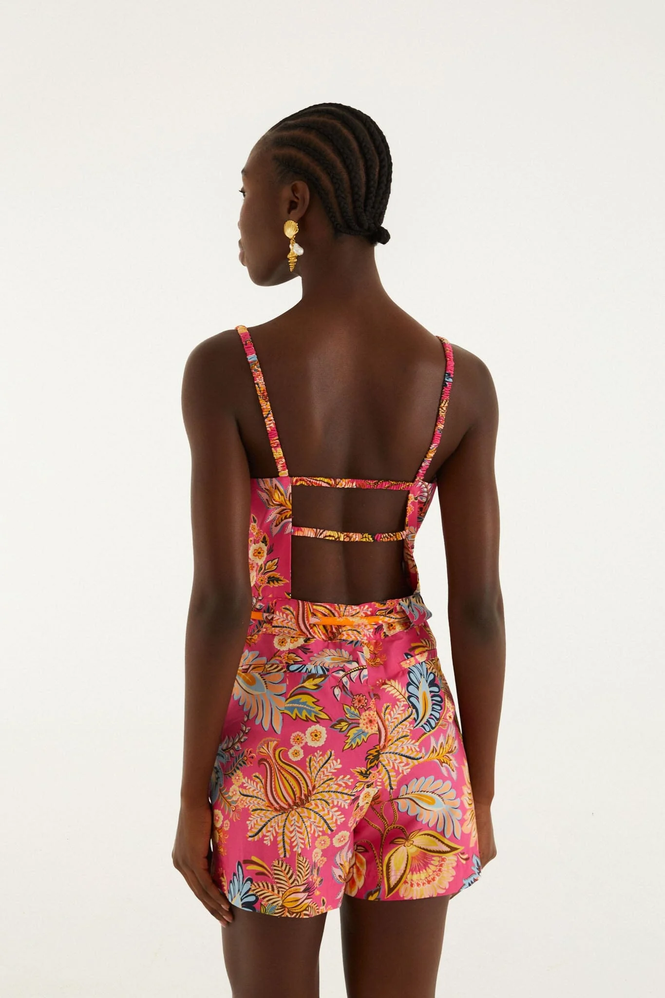 Pink Ligia Floral Drawstring  Romper - Image 3