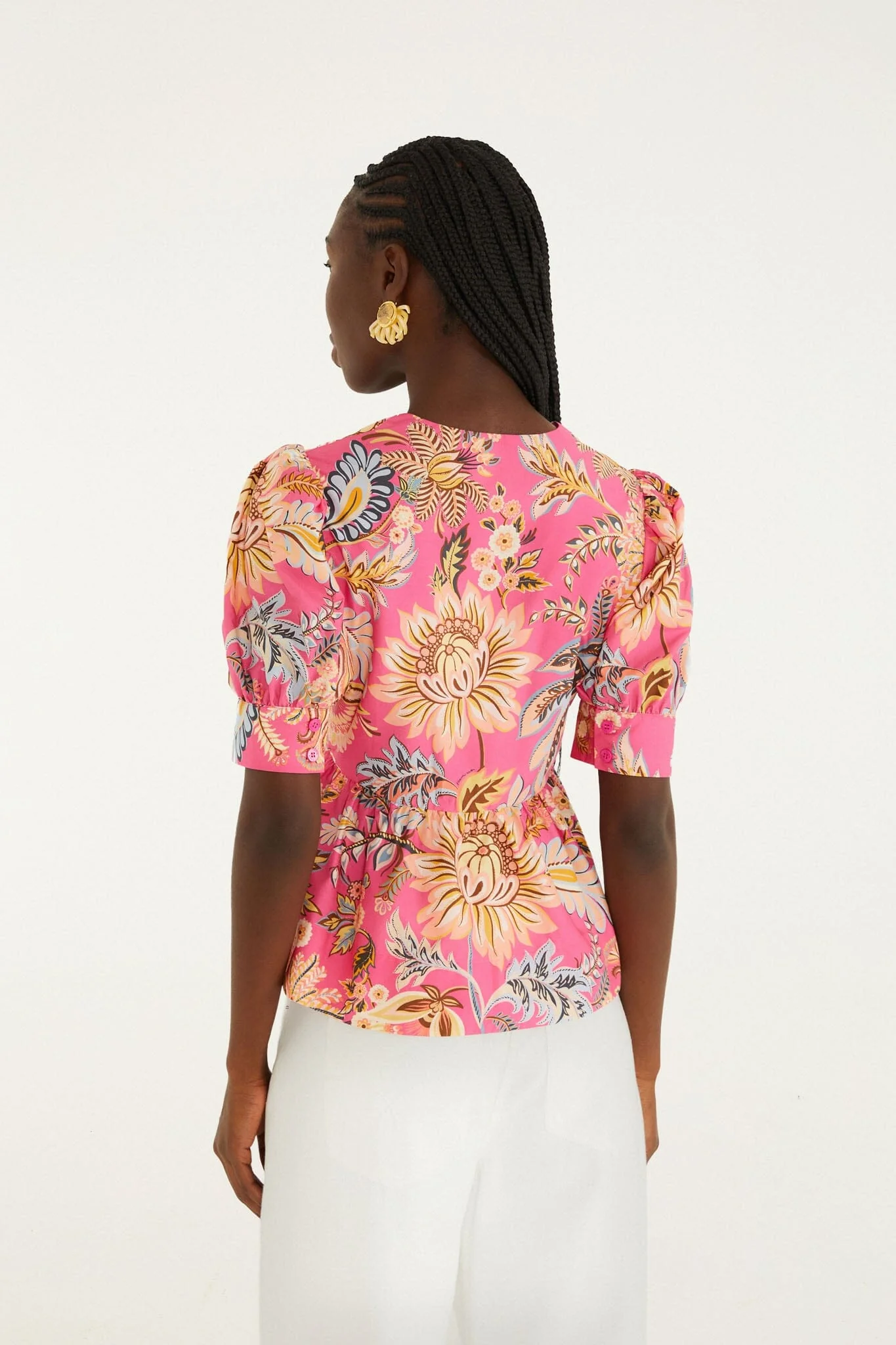 Pink Ligia Floral Puff Sleeve  Blouse - Image 3