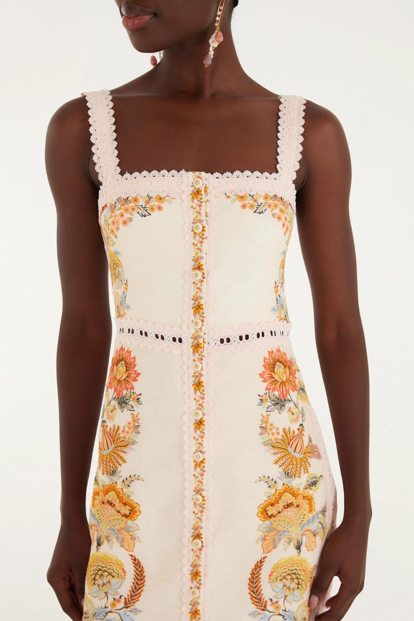 Light Pink Ligia Lace Buttoned  Mini Dress - Image 2