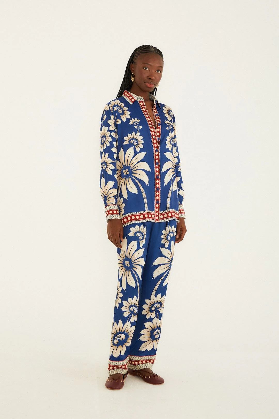 Blue Luna Collared  Pajama Shirt - Image 4