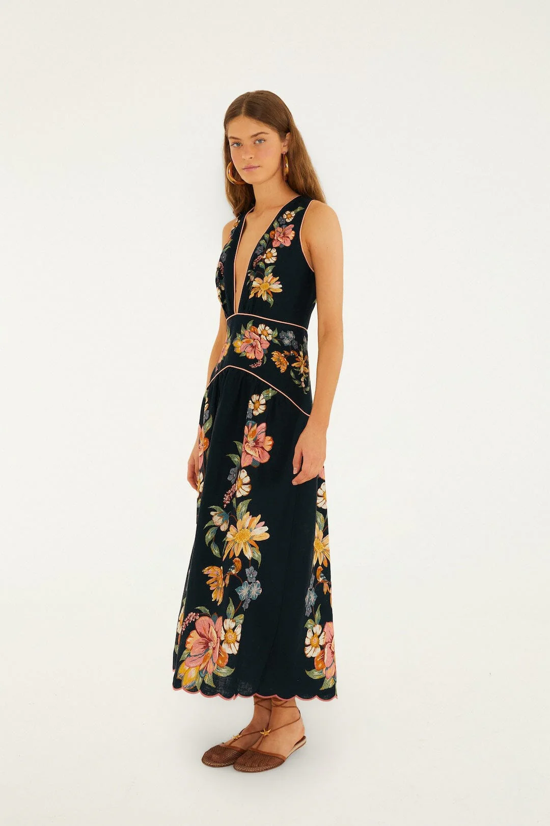 Dark Blue Maira Floral Midi Dress - Image 4