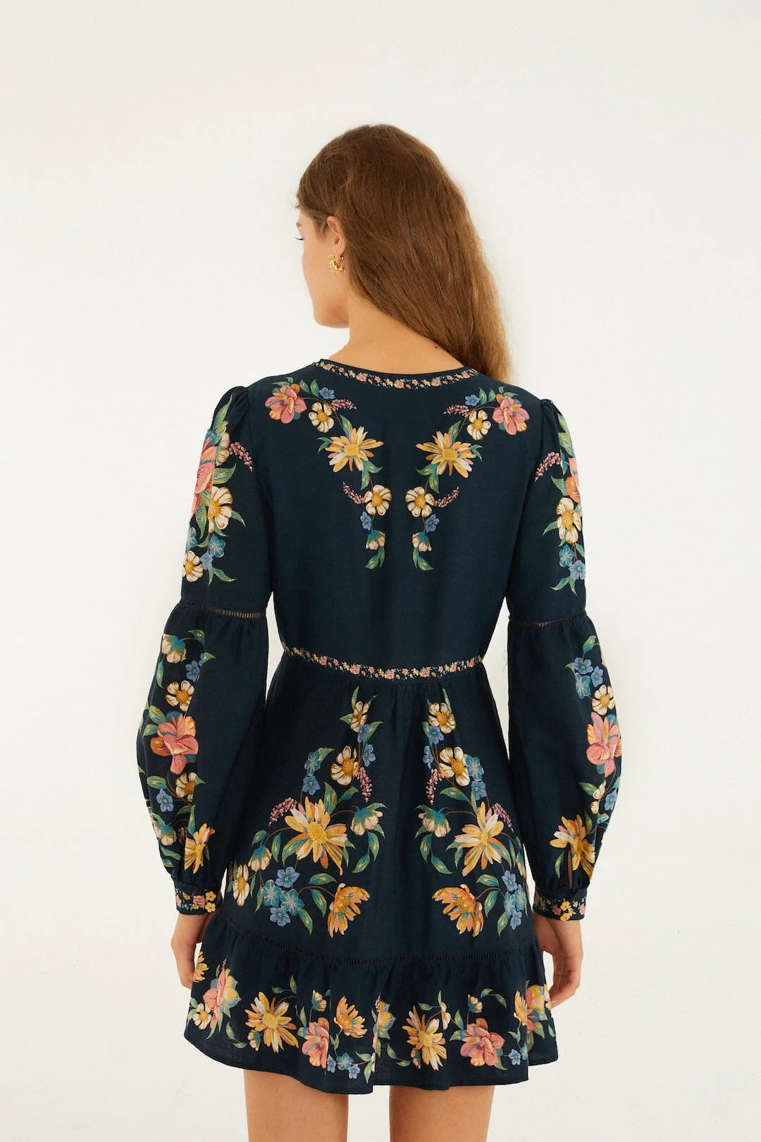 Dark Blue Maira Floral Mini Dress - Image 3