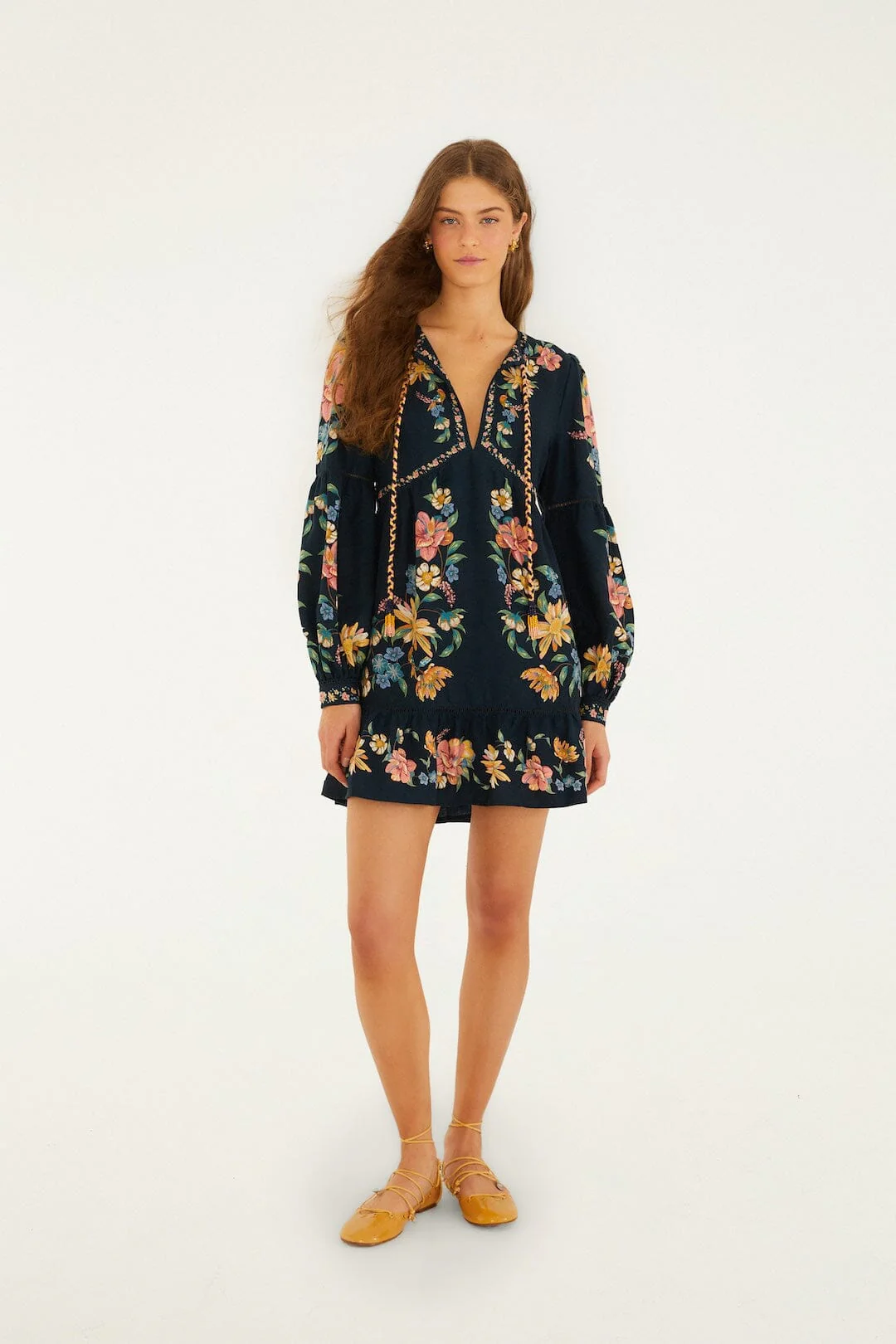 Dark Blue Maira Floral Mini Dress - Image 4