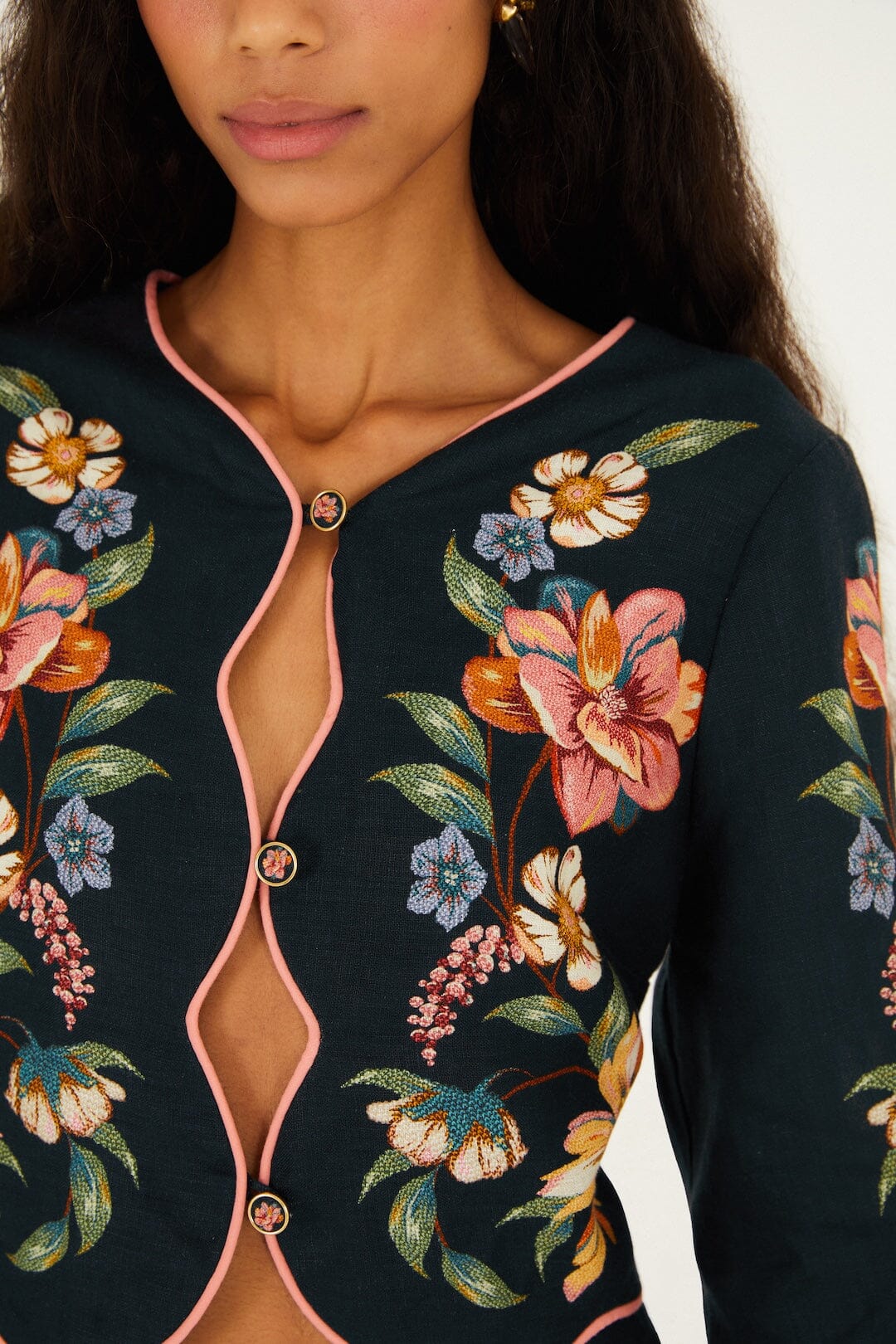 Dark Blue Maira Floral Top - Image 2
