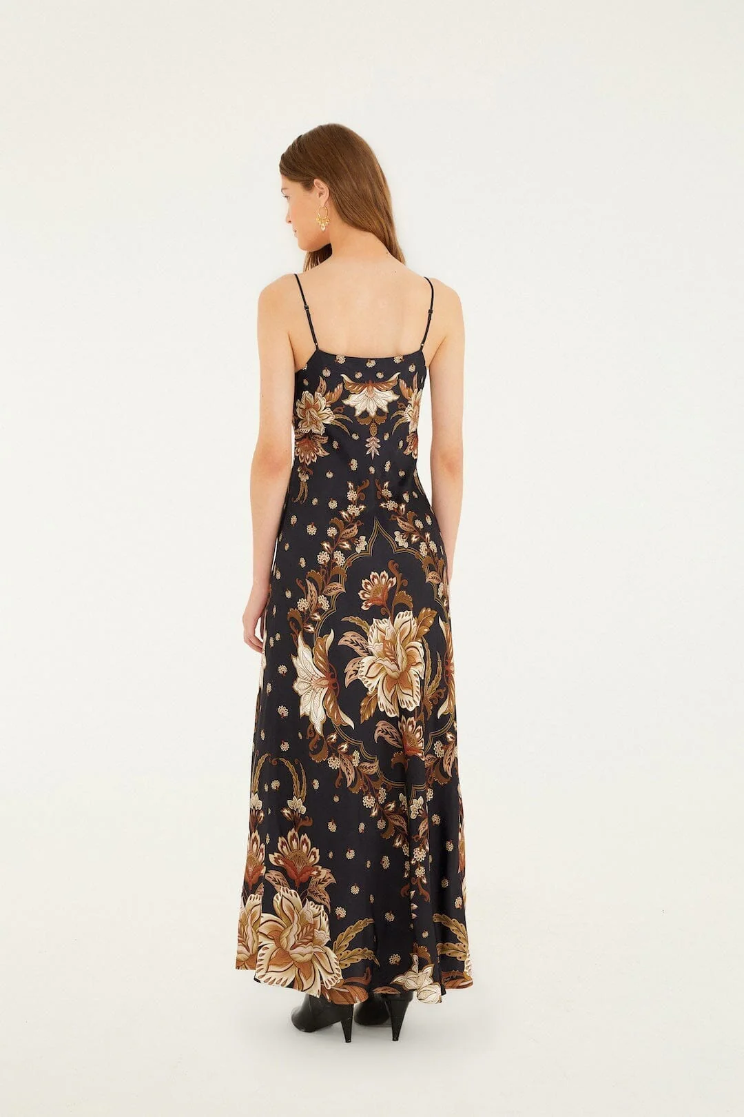 Black Majestic Garden  Slip Maxi Dress - Image 3