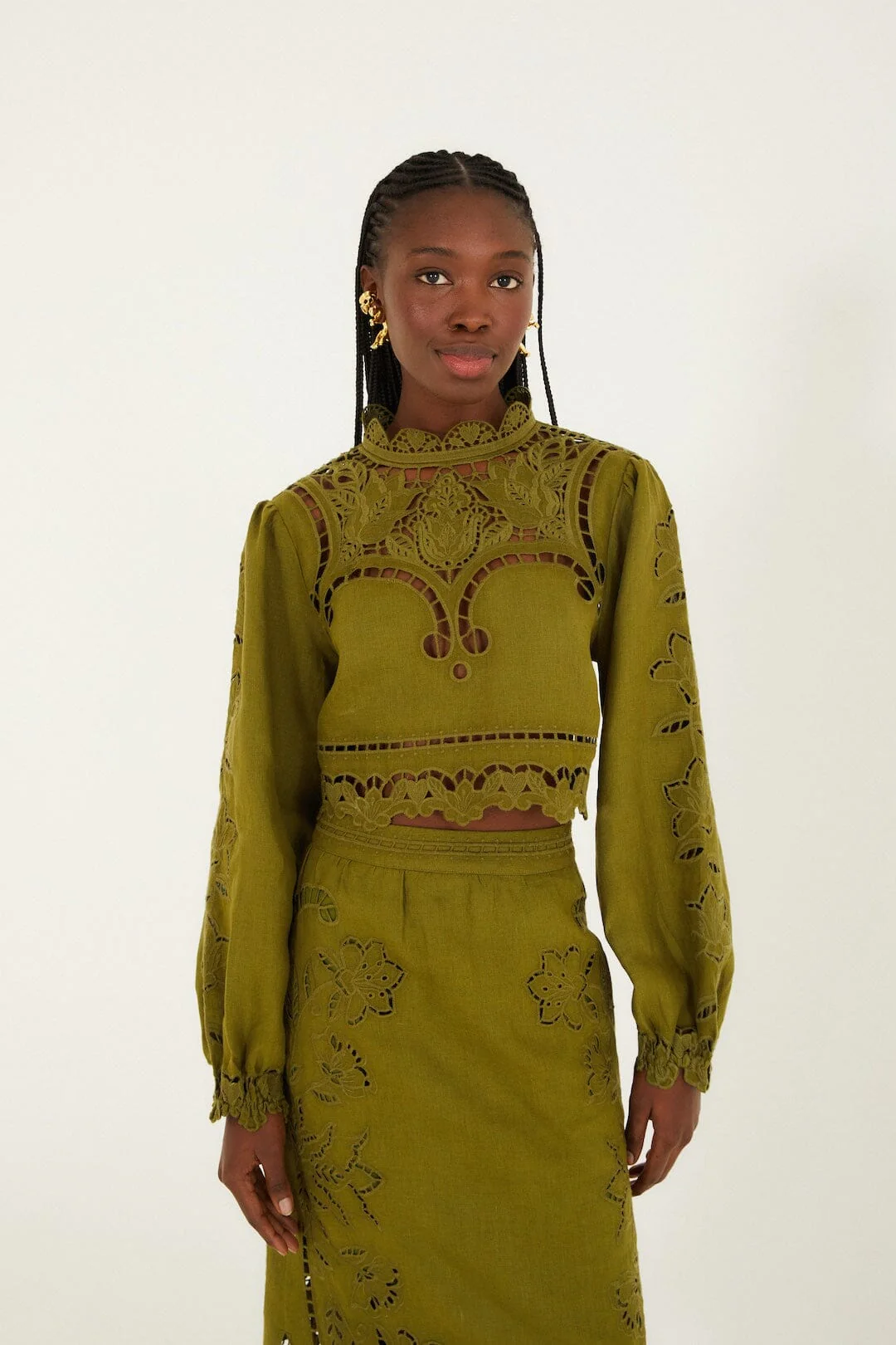 Green Majestic Garden  Richelieu Blouse
