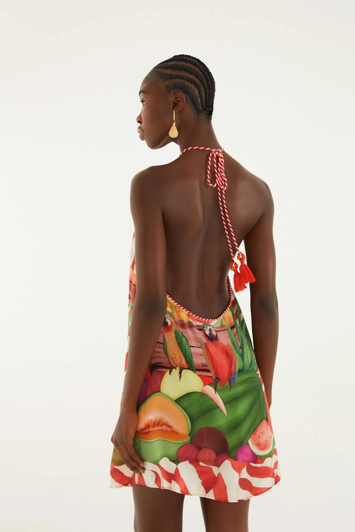 Multicolor Tropical Rope Ties Mini Dress - Image 3