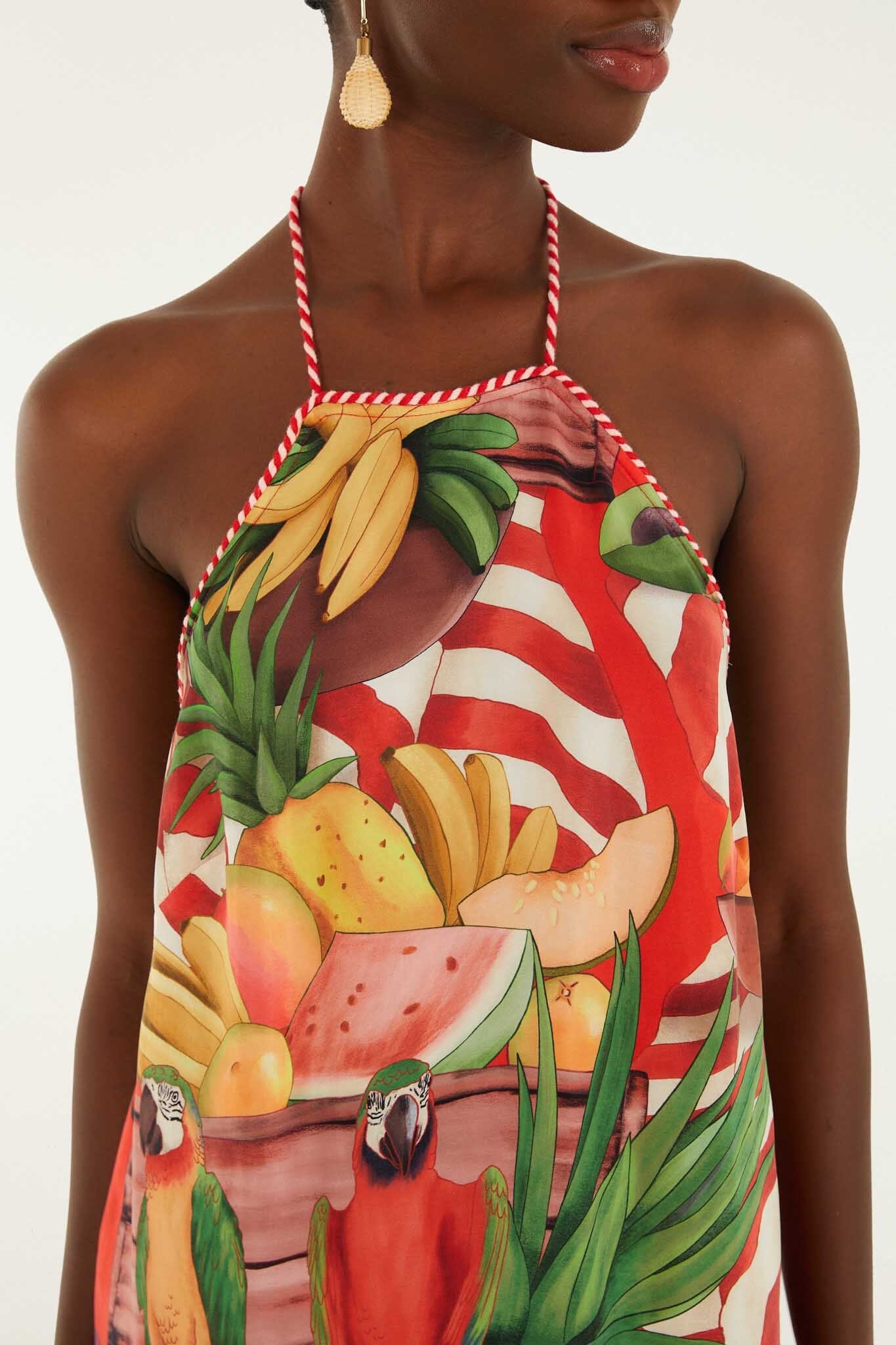 Multicolor Tropical Rope Ties Mini Dress - Image 4