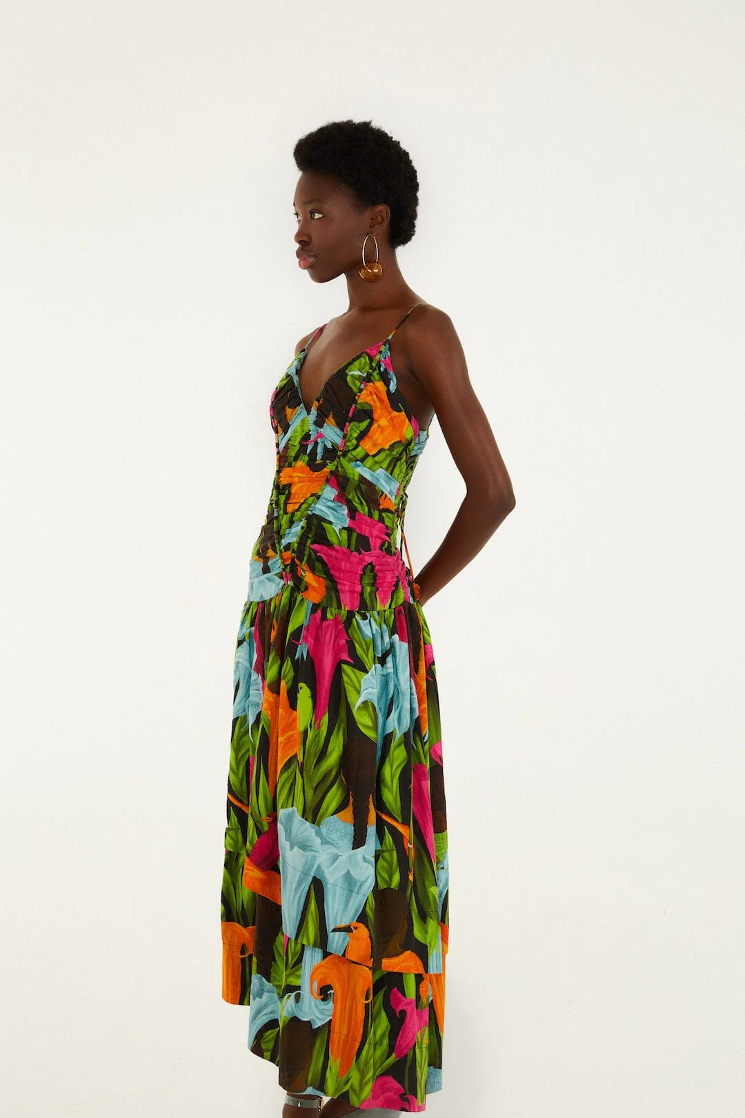Black Mujeres Y Flores Midi Dress - Image 4