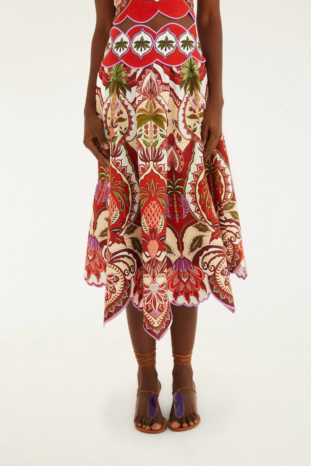 Red Odara Scallops Midi Skirt - Image 2