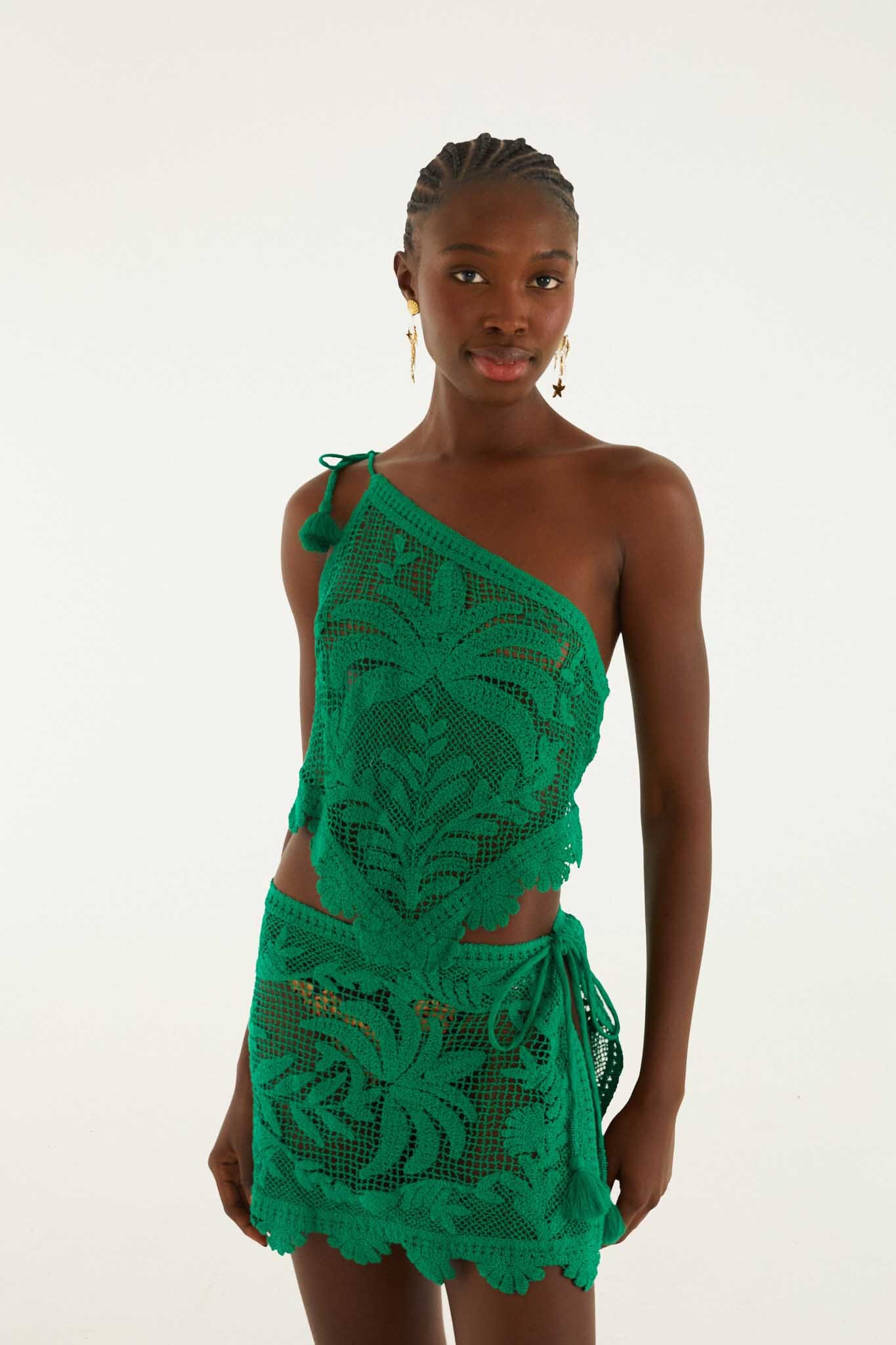 Green One-Shoulder Sheer Blouse - Image 4
