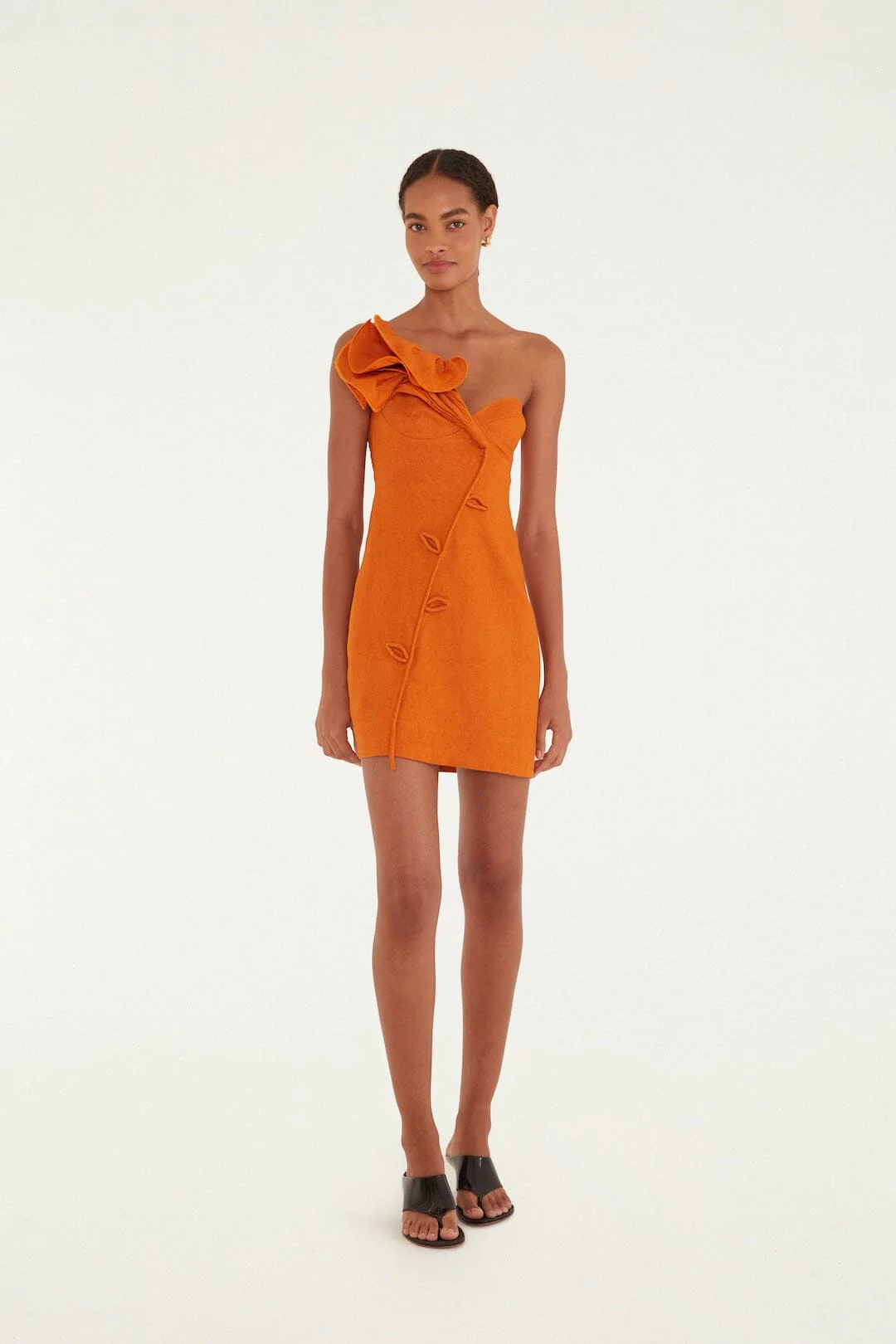 Orange Flower Mini Dress - Image 4