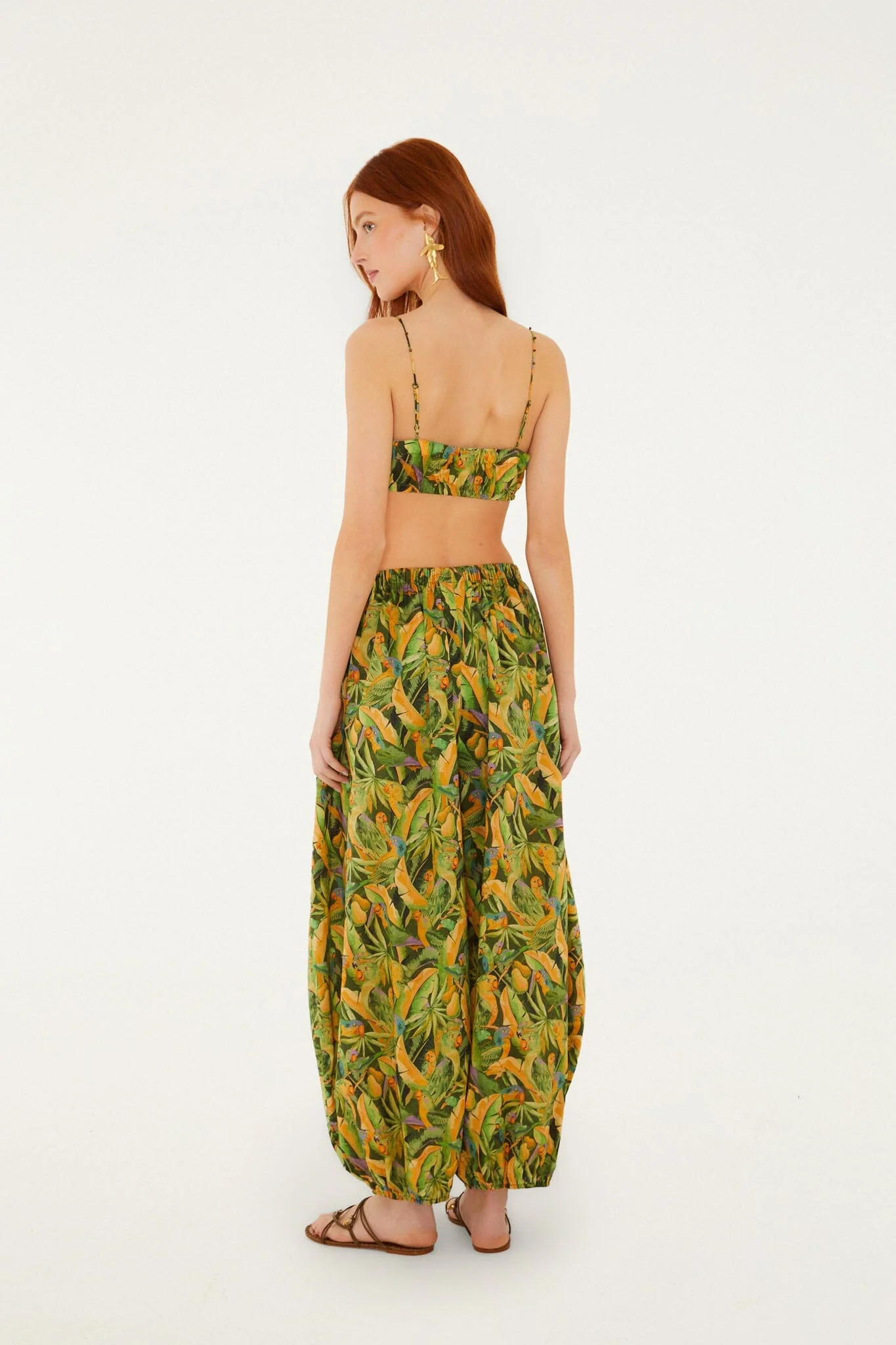 Forest Green Parrots Balloon Pants - Image 3