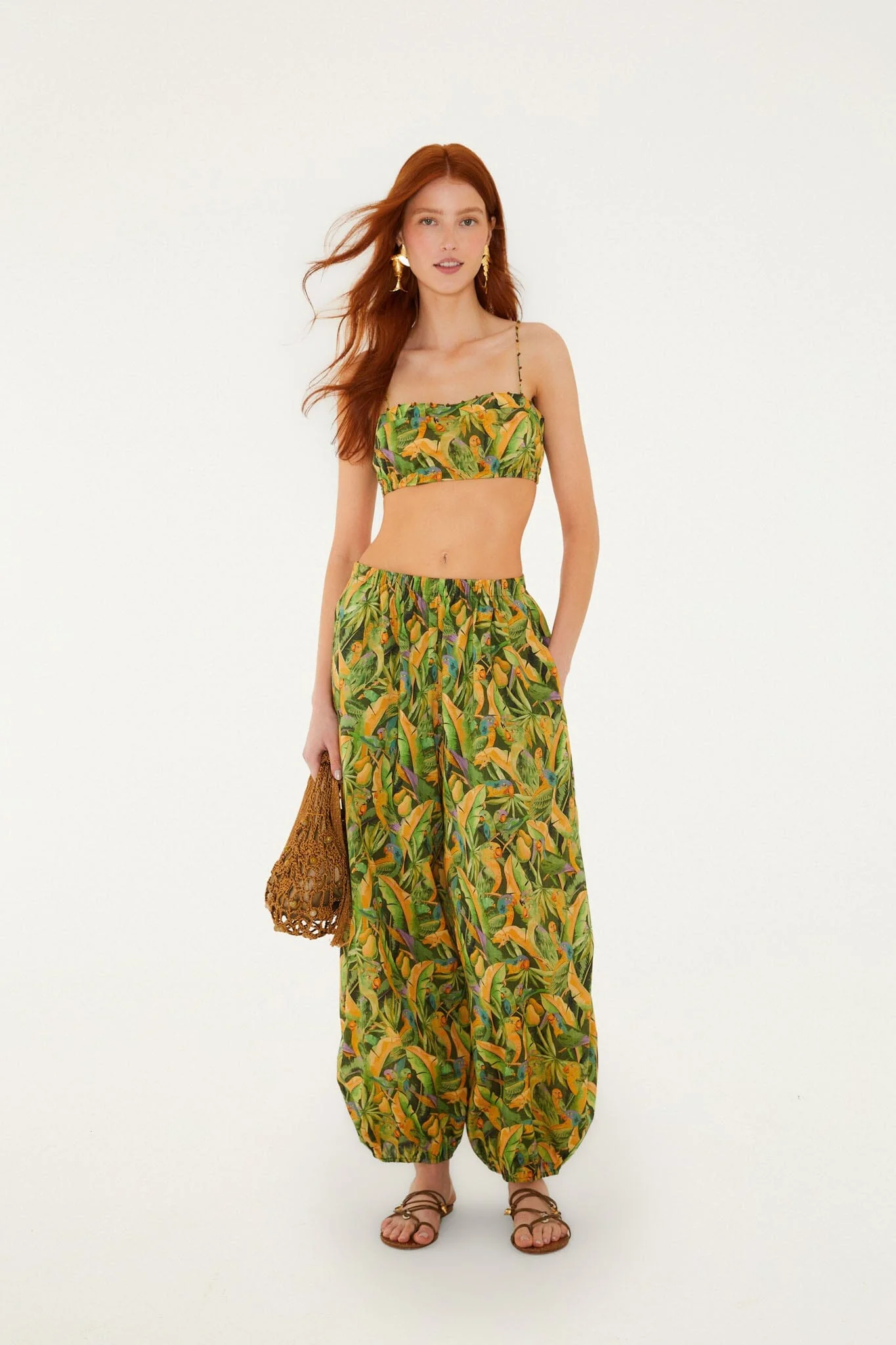 Forest Green Parrots Balloon Pants - Image 4