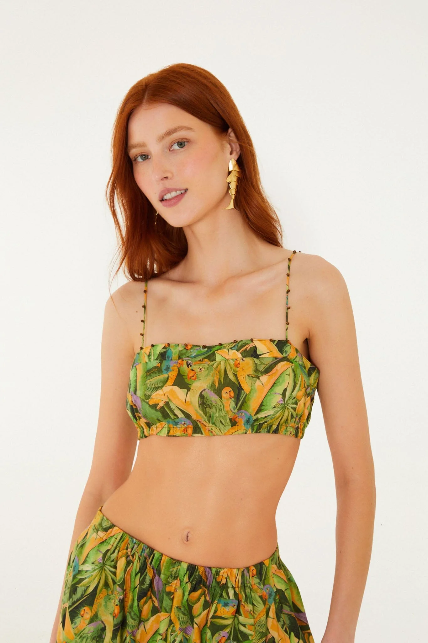 Forest Green Parrots Balloon Top - Image 7