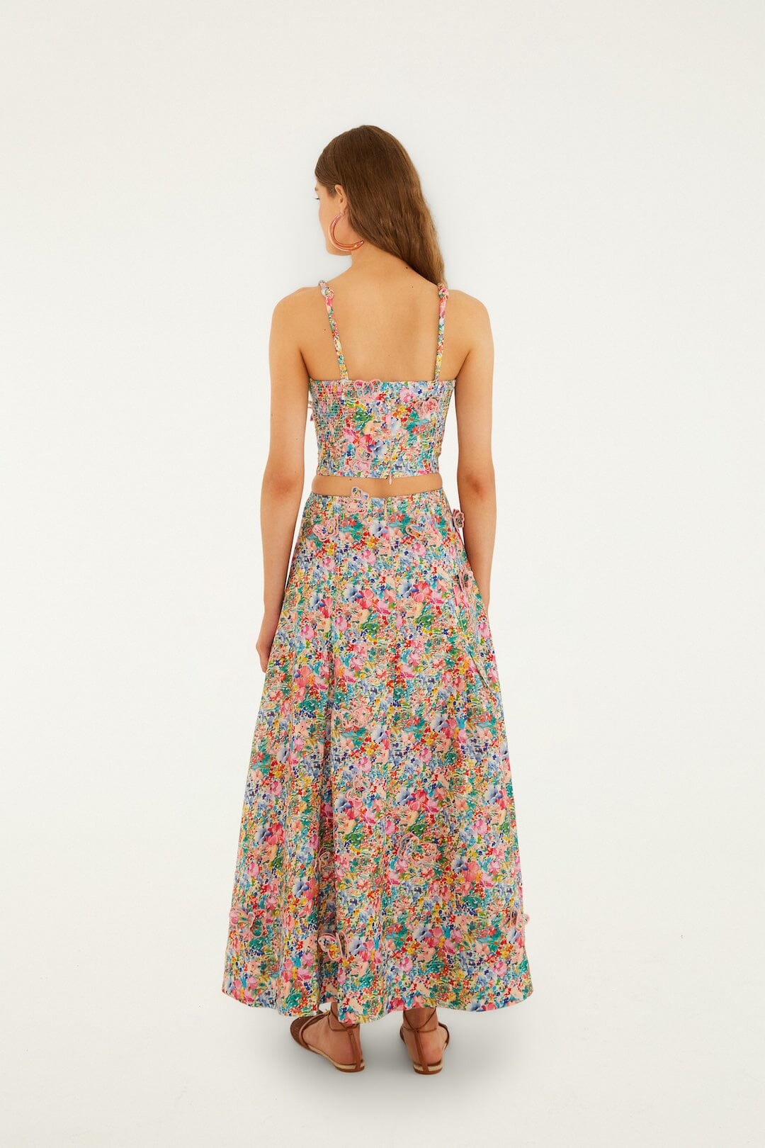 Off-White Peasant Floral Butterflies  Maxi Skirt - Image 3