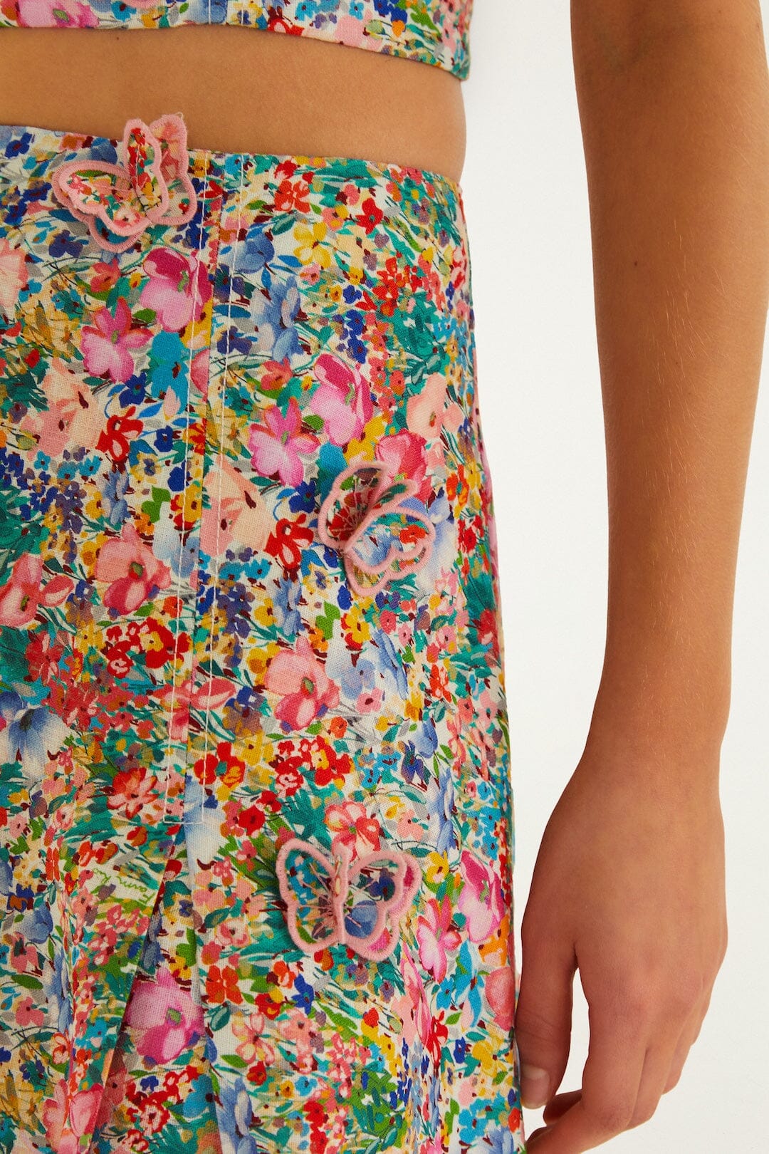 Off-White Peasant Floral Butterflies  Maxi Skirt - Image 4