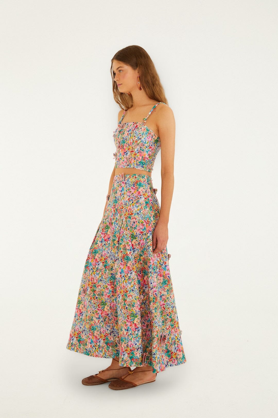 Off-White Peasant Floral Butterflies  Maxi Skirt - Image 5