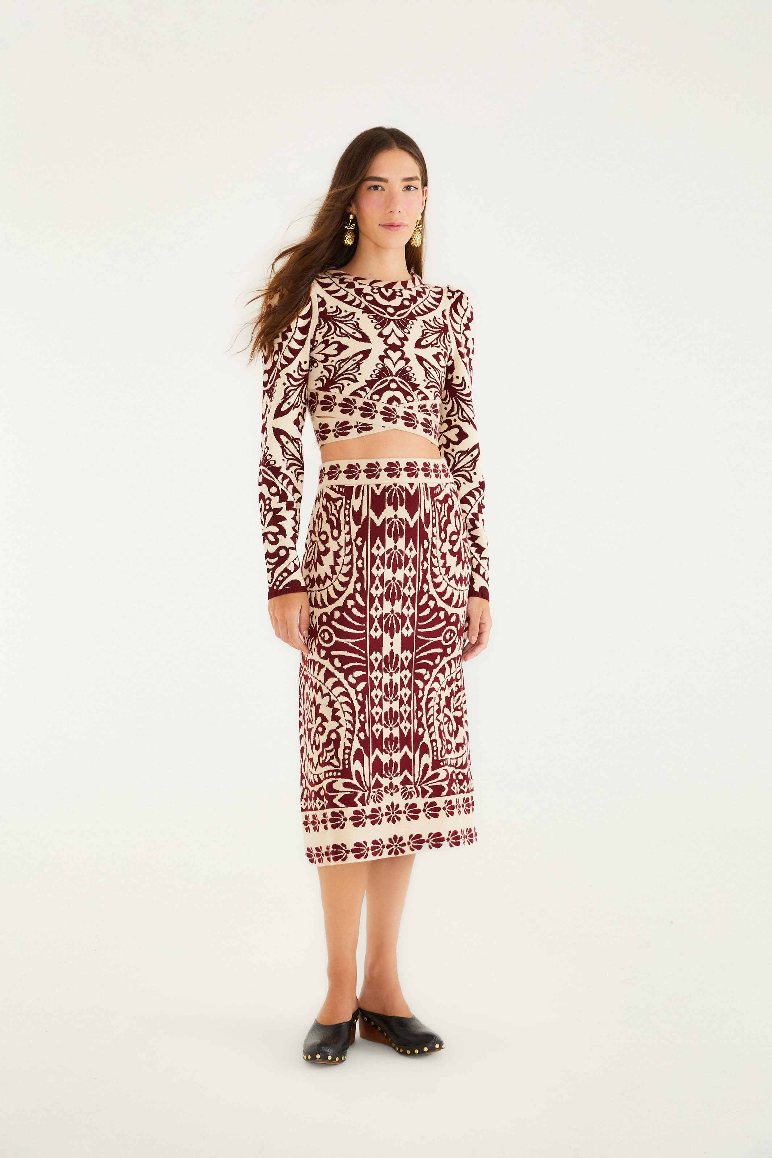 Pineapple Love Knit Midi Skirt