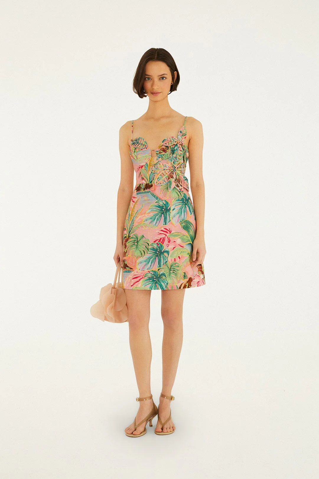 Soft Pink Pool Time 3d Flowers Mini Dress