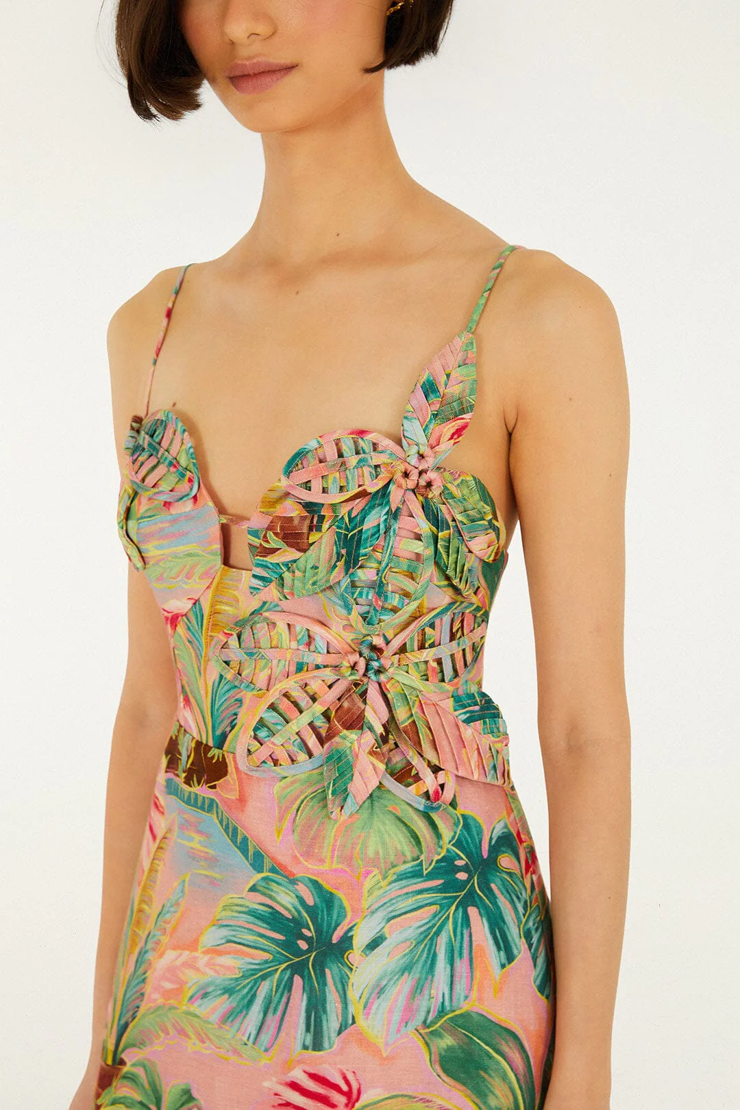 Soft Pink Pool Time 3d Flowers Mini Dress - Image 2