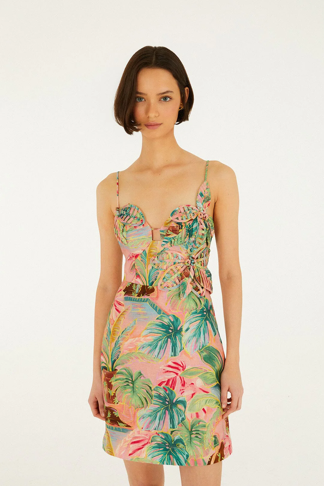 Soft Pink Pool Time 3d Flowers Mini Dress - Image 4
