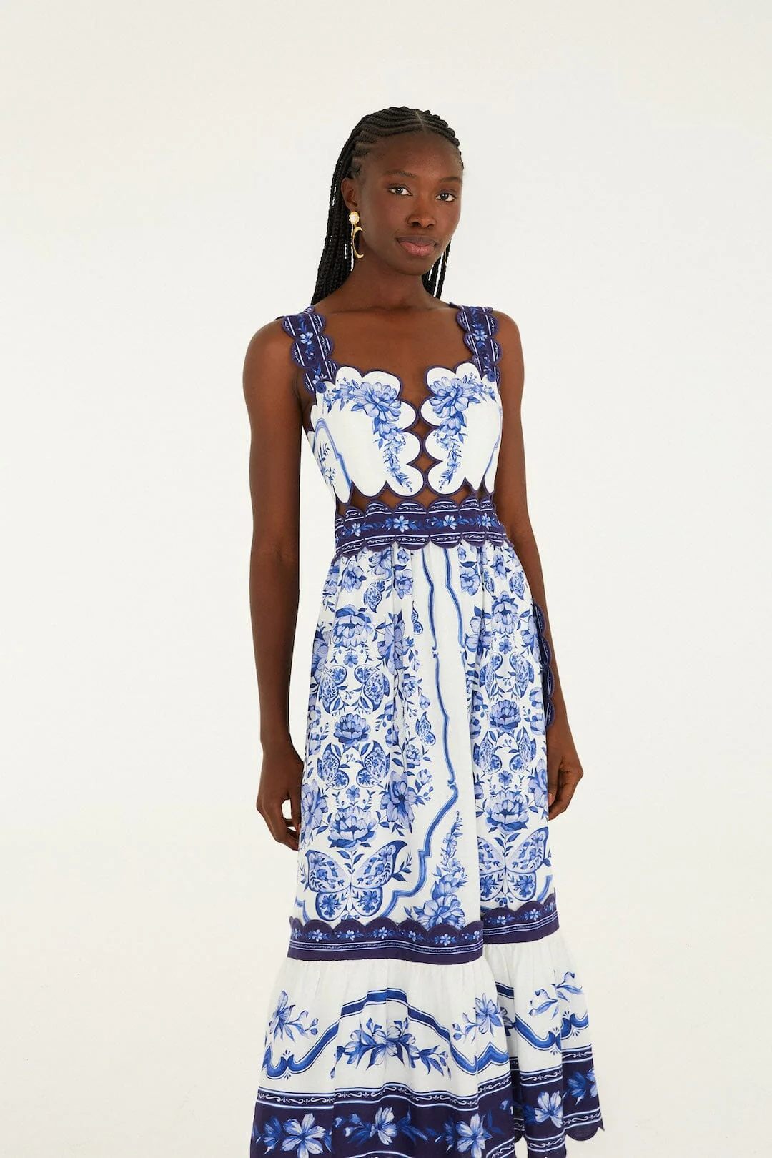 Off-White Porcelain Garden Cut-Out Midi Dress - Image 4