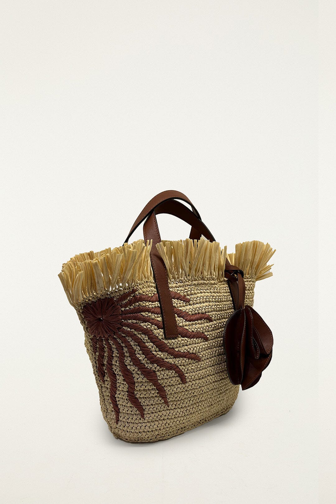 Printed Raffia Mini Basket Bag - Image 2