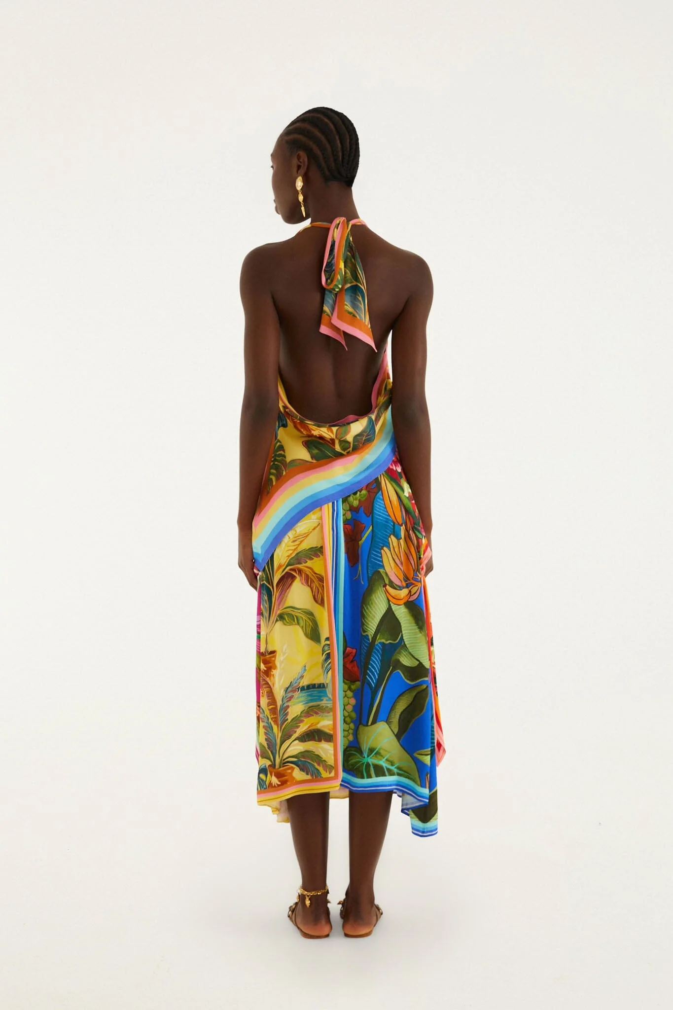Multicolor Rainbow Summer Mixed Scarves  Midi Skirt - Image 3