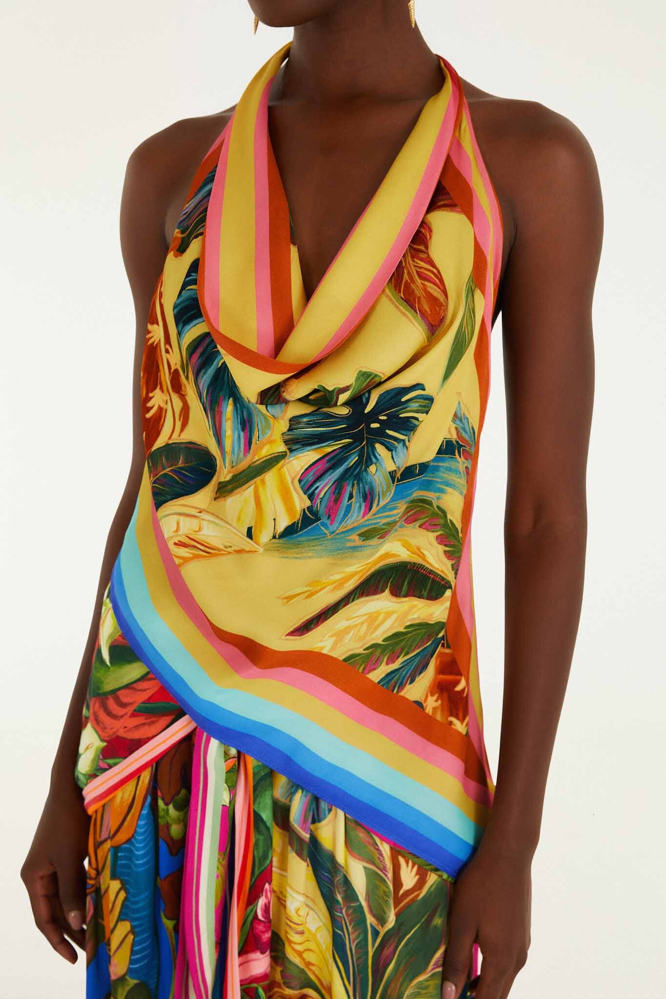 Multicolor Rainbow Summer Scarf  Blouse - Image 2