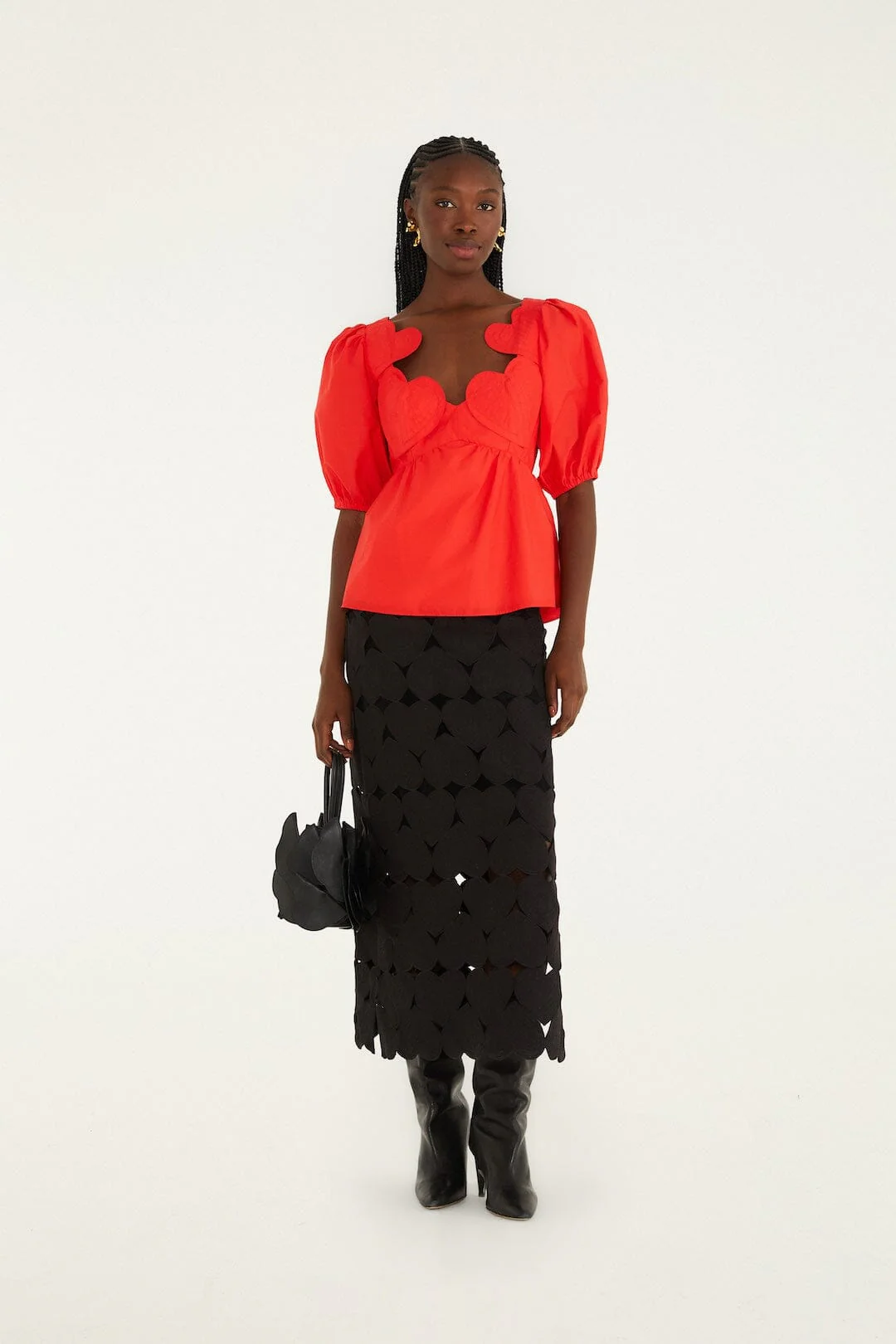 Red Heart Short Sleeve  Blouse - Image 4