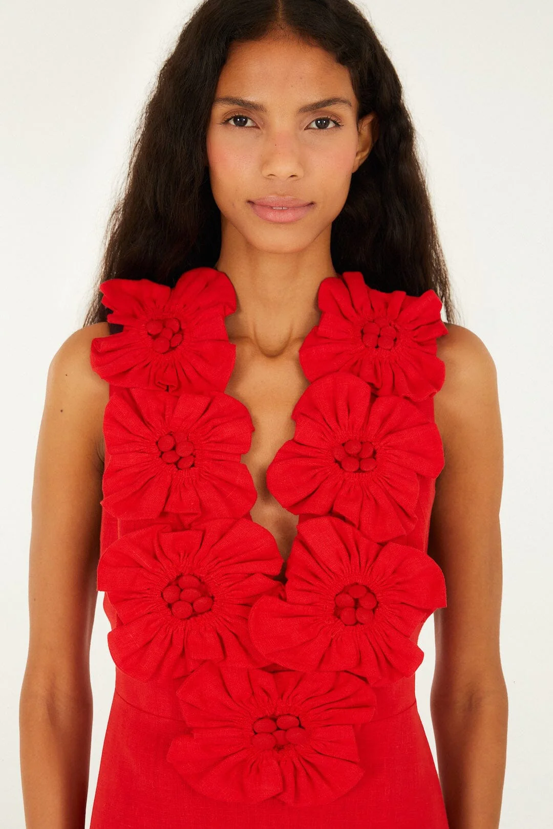 Red 3d Flower Euroflax  Maxi Dress - Image 4