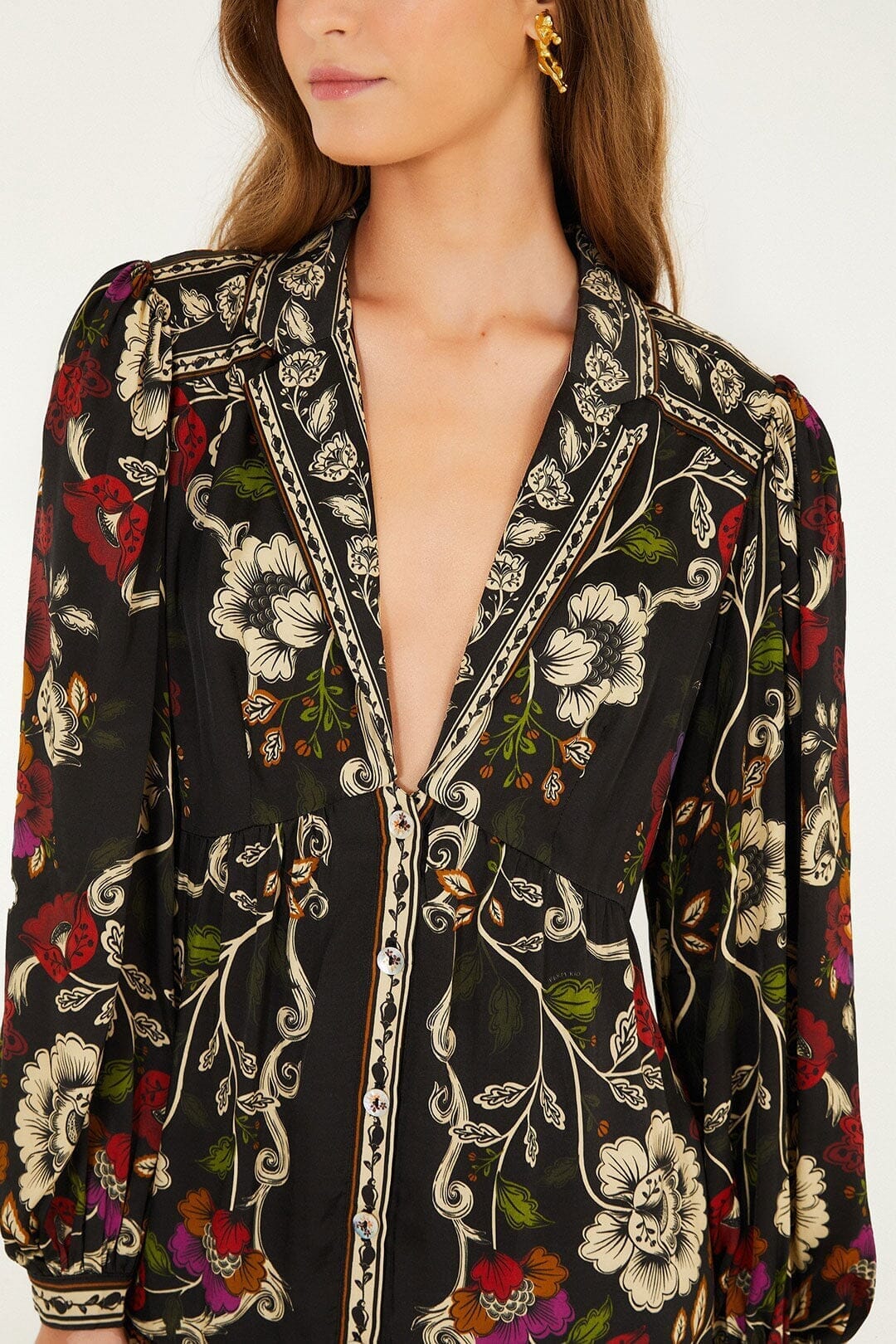 Black Rococo Flowers  Mini Dress - Image 2