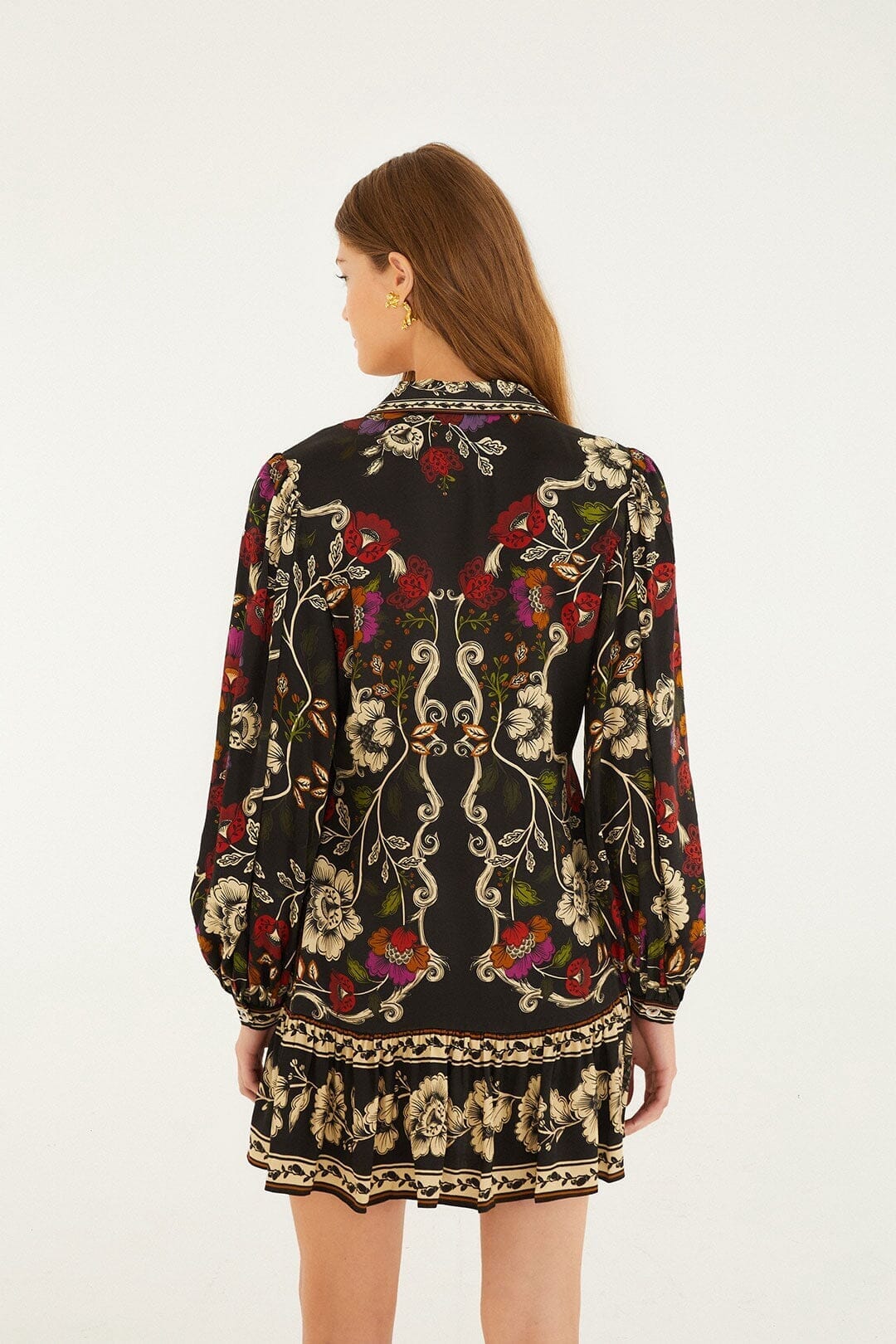 Black Rococo Flowers  Mini Dress - Image 3
