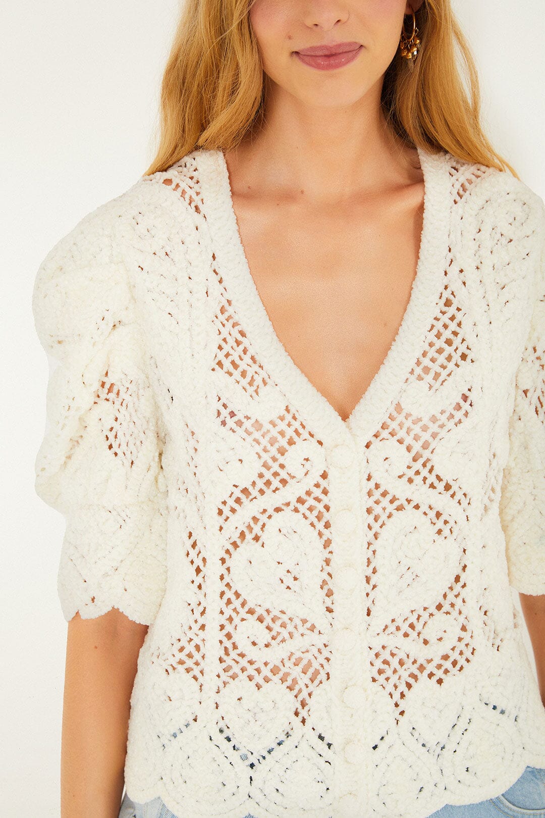 Off-White Rococo Hearts Crochet Cardigan - Image 2