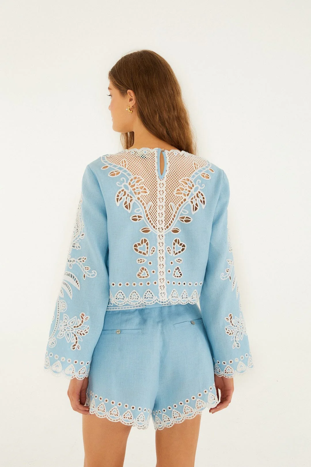 Light Blue Romantic Richelieu Shorts - Image 3