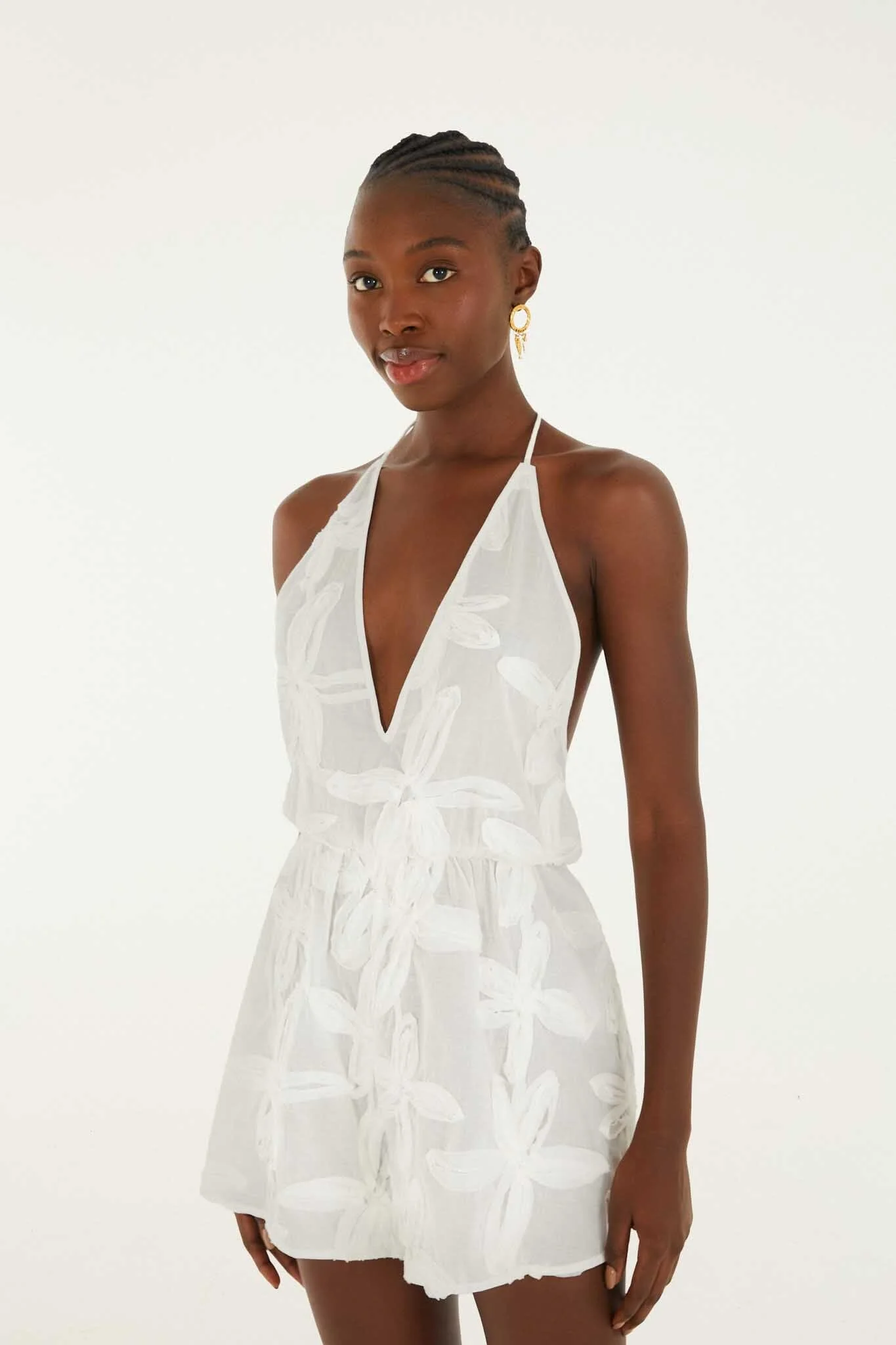 Romper With Neck Tie - Image 3