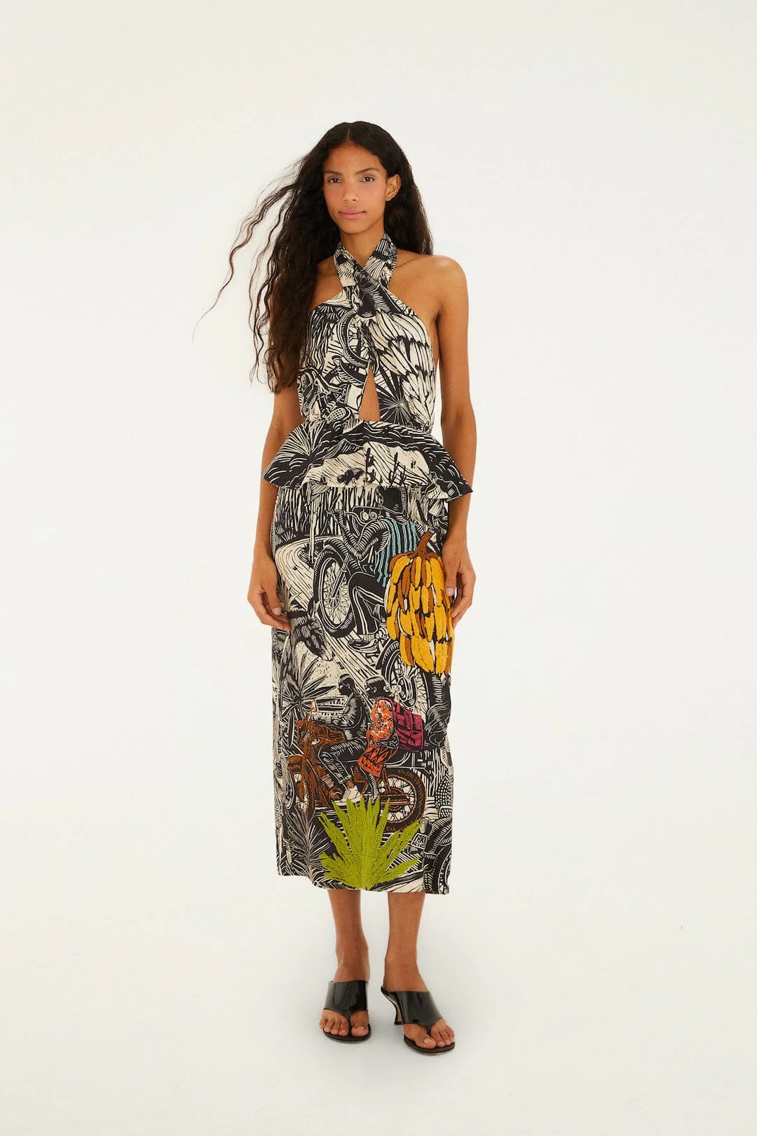 Ruta Beige Embroidered Maxi Dress