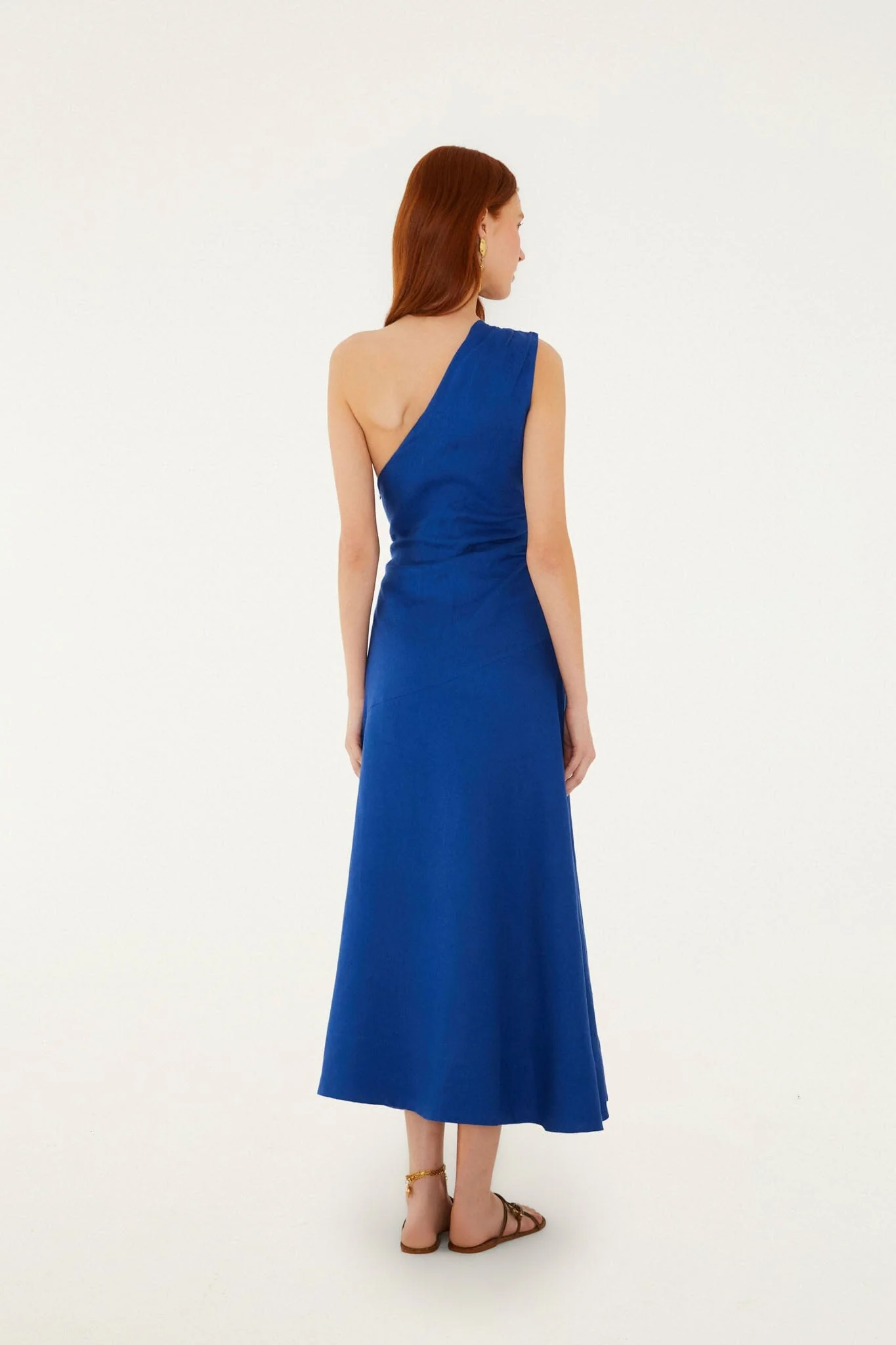 Blue Seahorse Embroidery One-Shoulder  Maxi Dress - Image 6