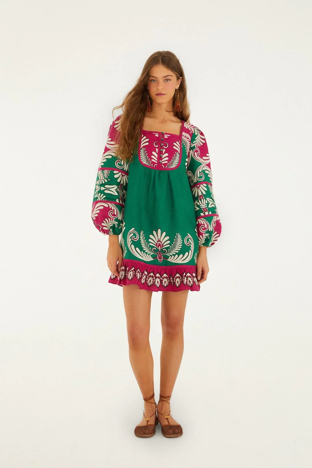 Multicolor Spring Arabesc Long Sleeve Mini Dress - Image 4