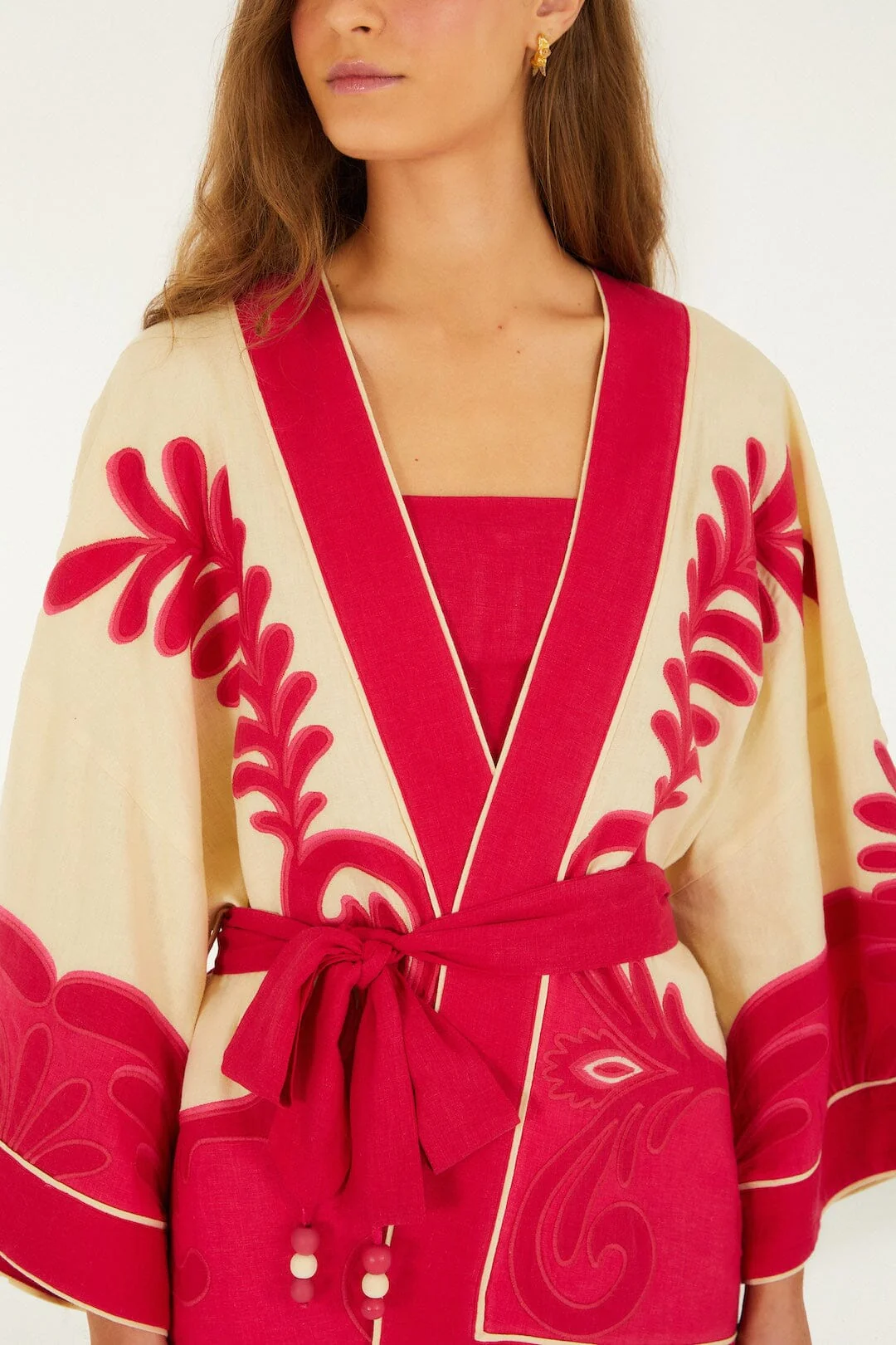 Pink Spring Arabesc Cutwork Kimono - Image 2
